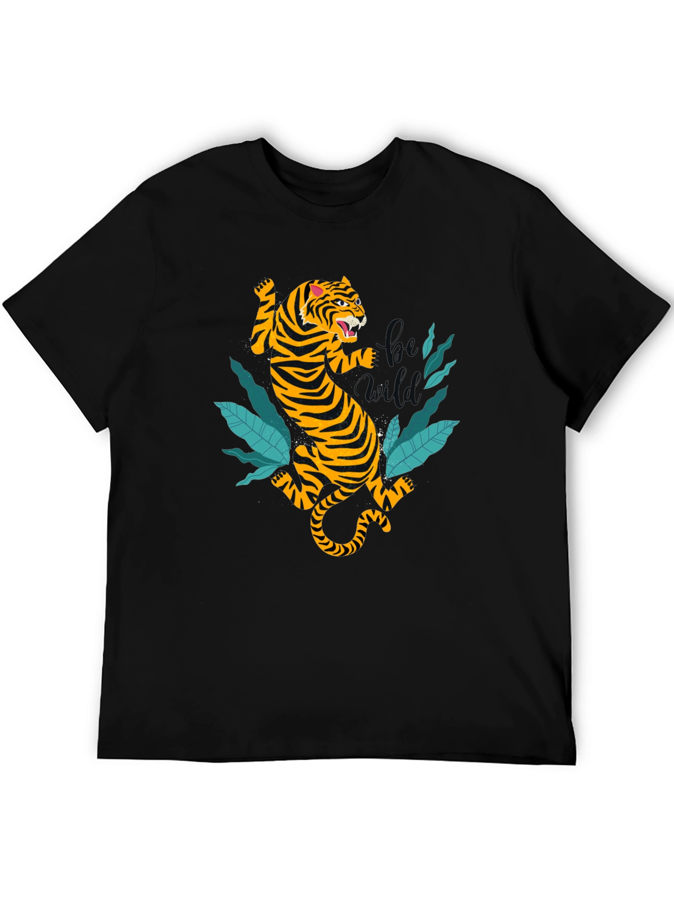 Tiger Graphic Tee - Black Cotton T-Shirt
