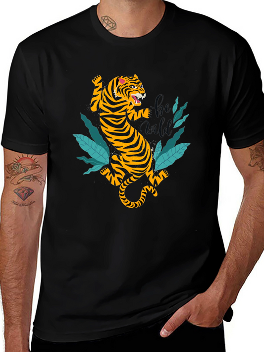 Tiger Graphic Tee - Black Cotton T-Shirt