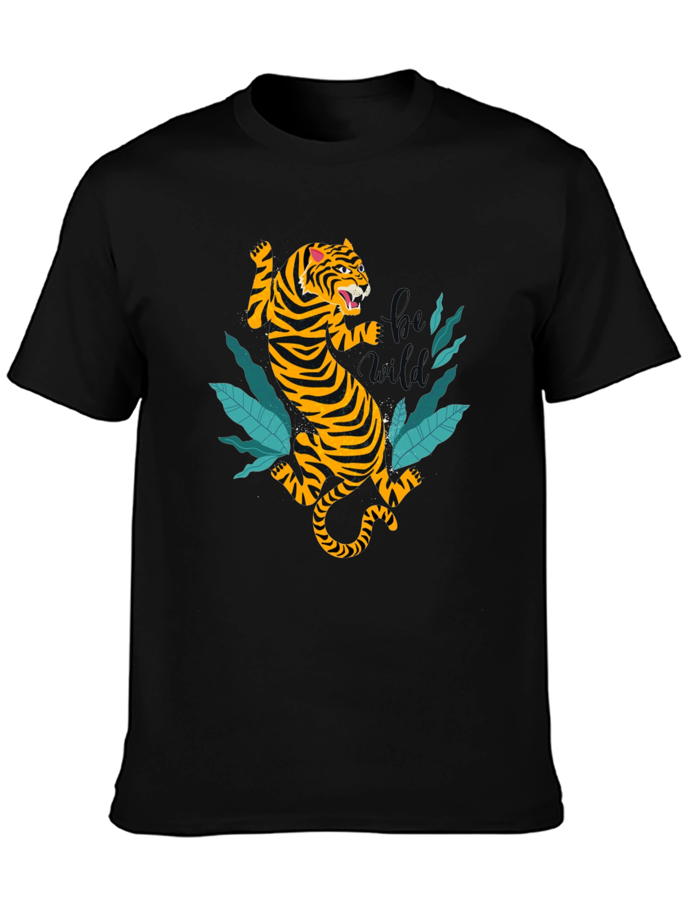 Tiger Graphic Tee - Black Cotton T-Shirt