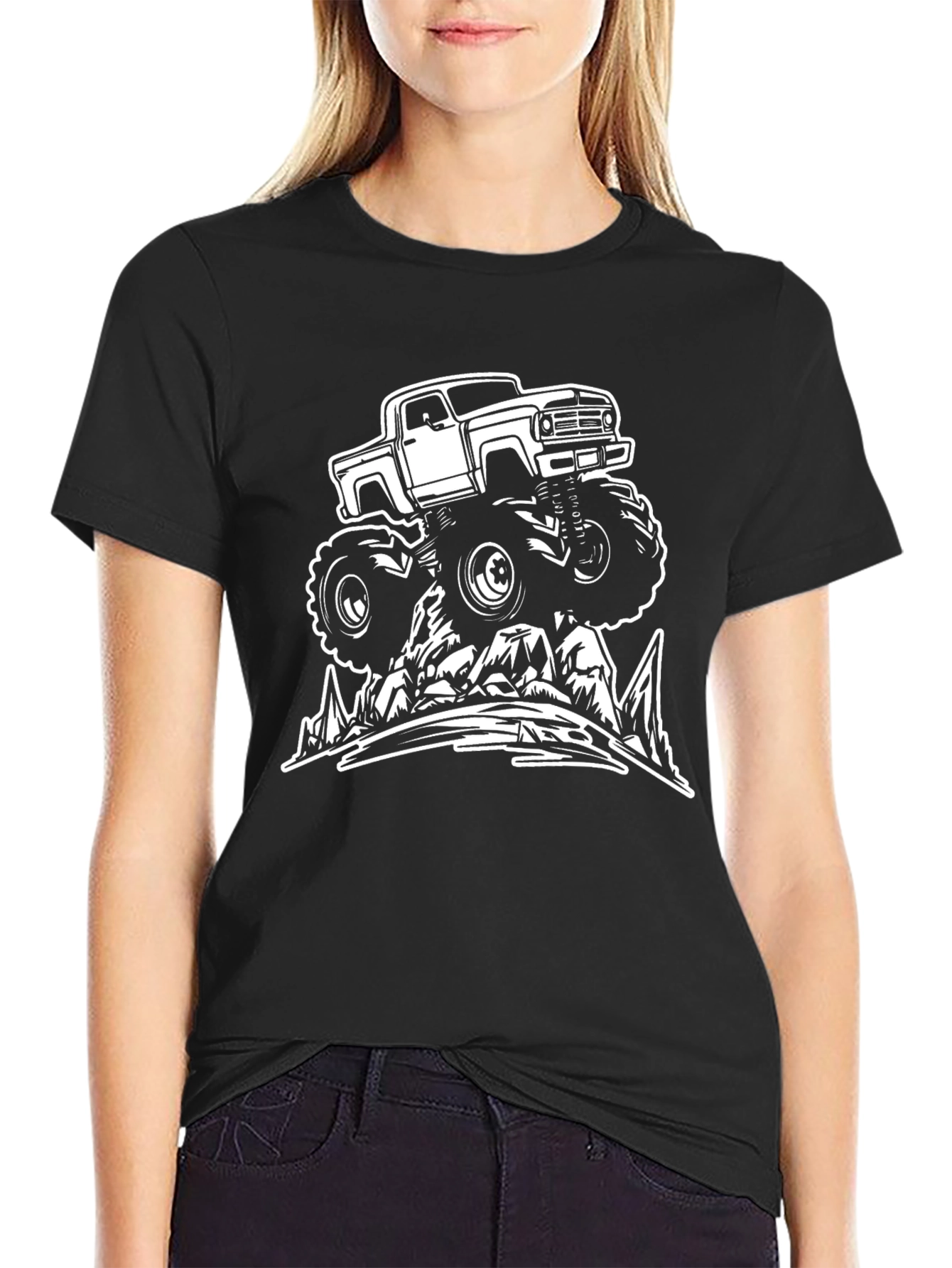 Monster Truck Graphic Tee - Black Cotton Shirt