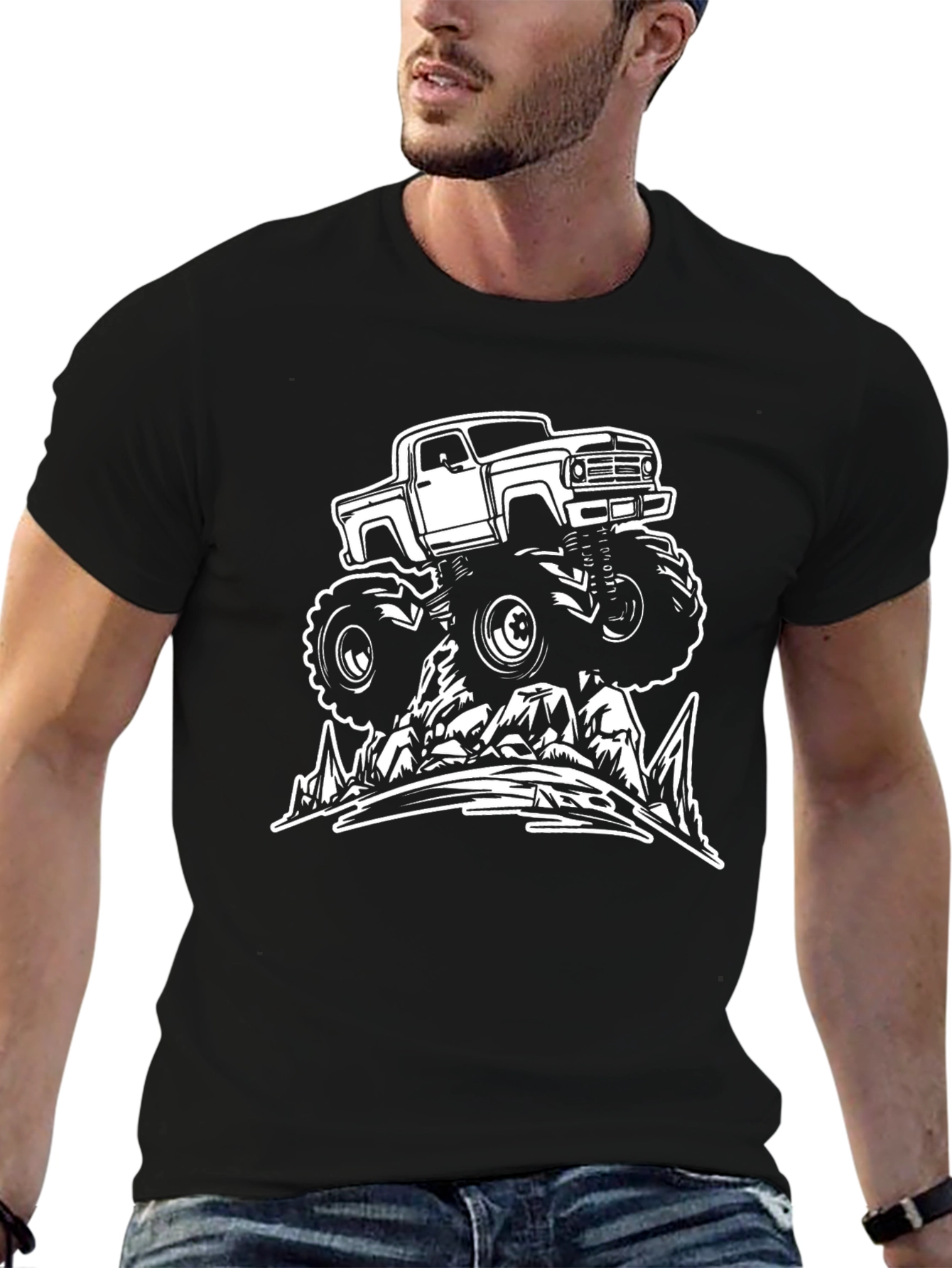 Monster Truck Graphic Tee - Black Cotton Shirt