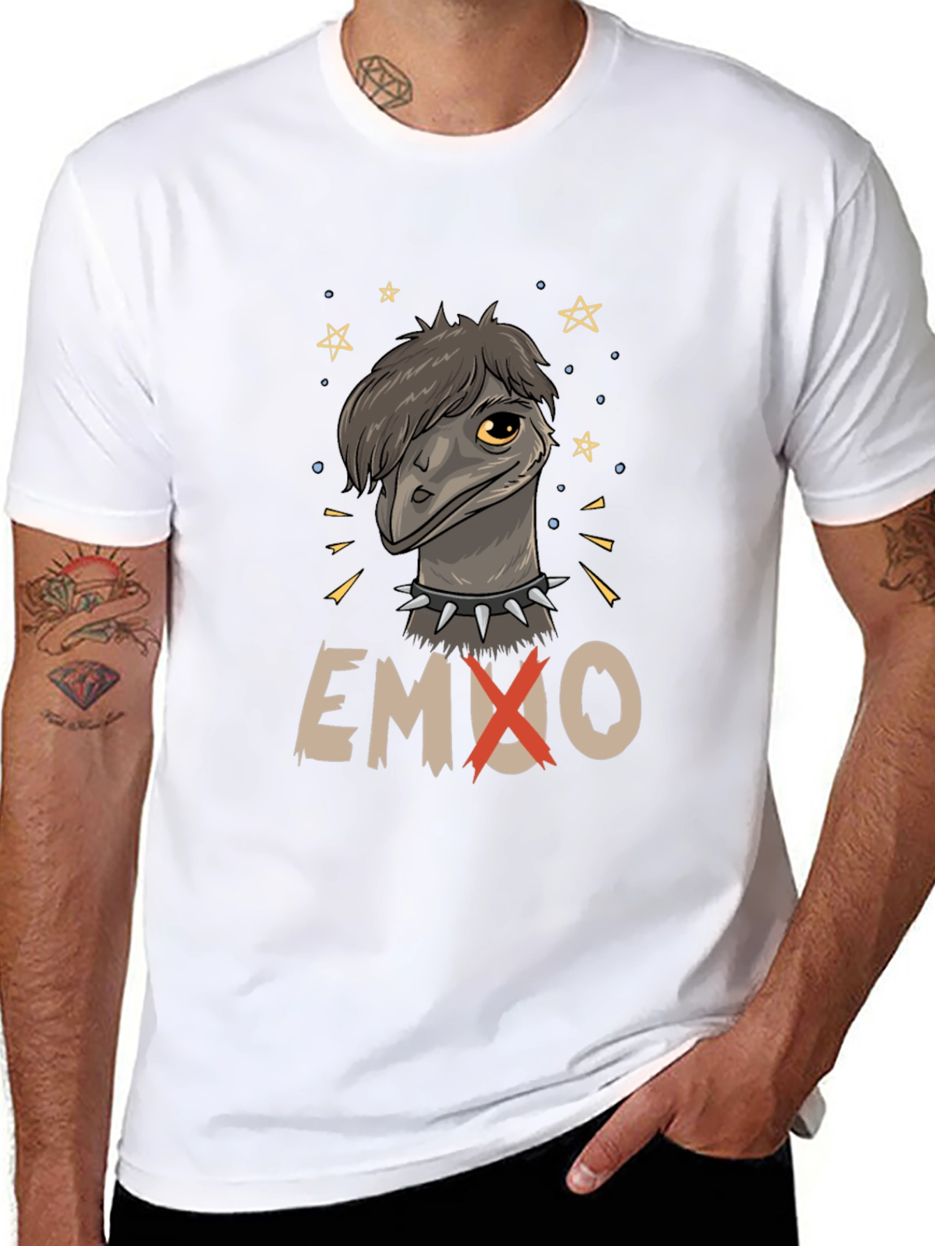 Emo Emu Graphic T-Shirt - Novelty Bird Lover Tee