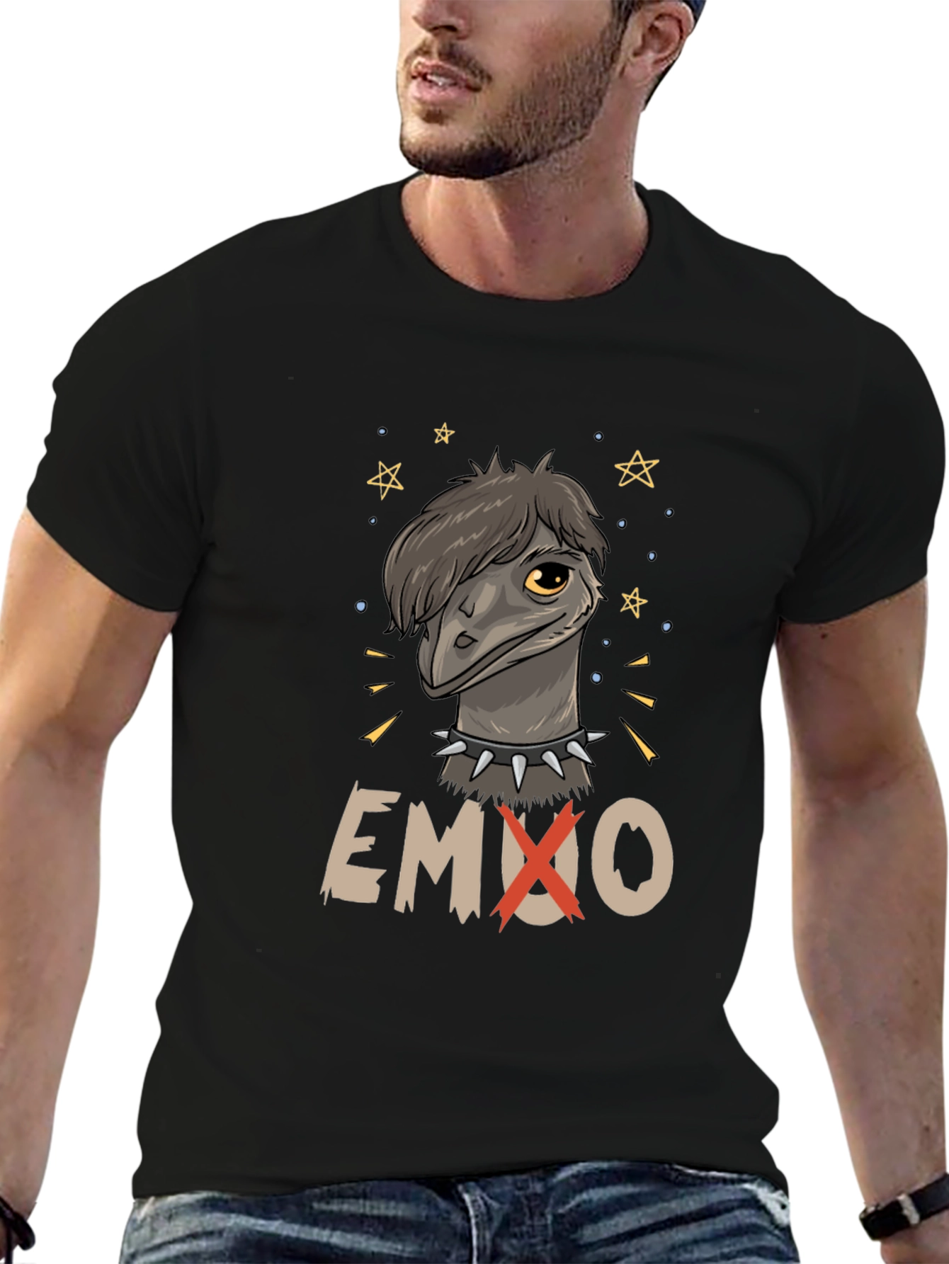Emo Emu Graphic T-Shirt - Novelty Bird Lover Tee