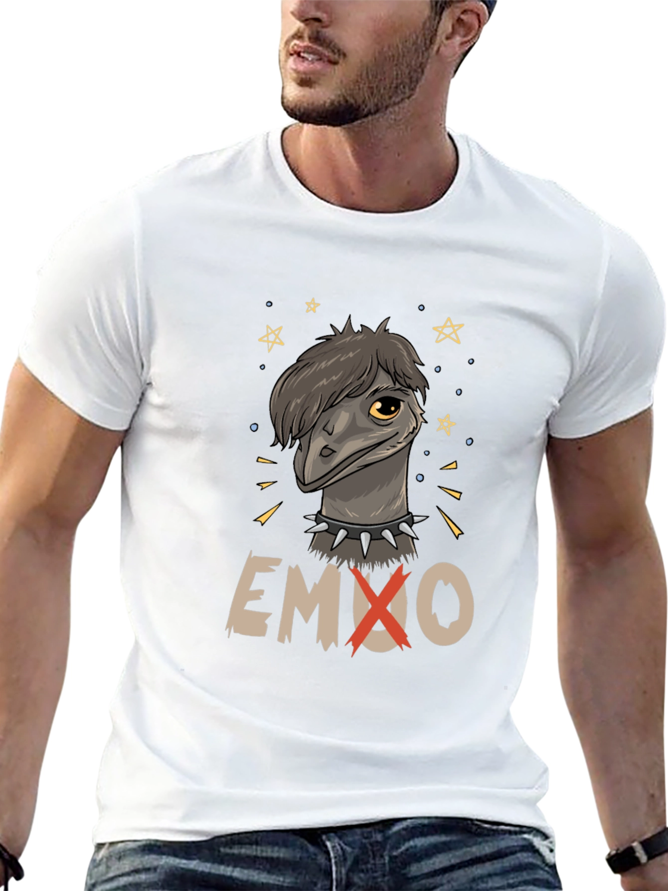 Emo Emu Graphic T-Shirt - Novelty Bird Lover Tee