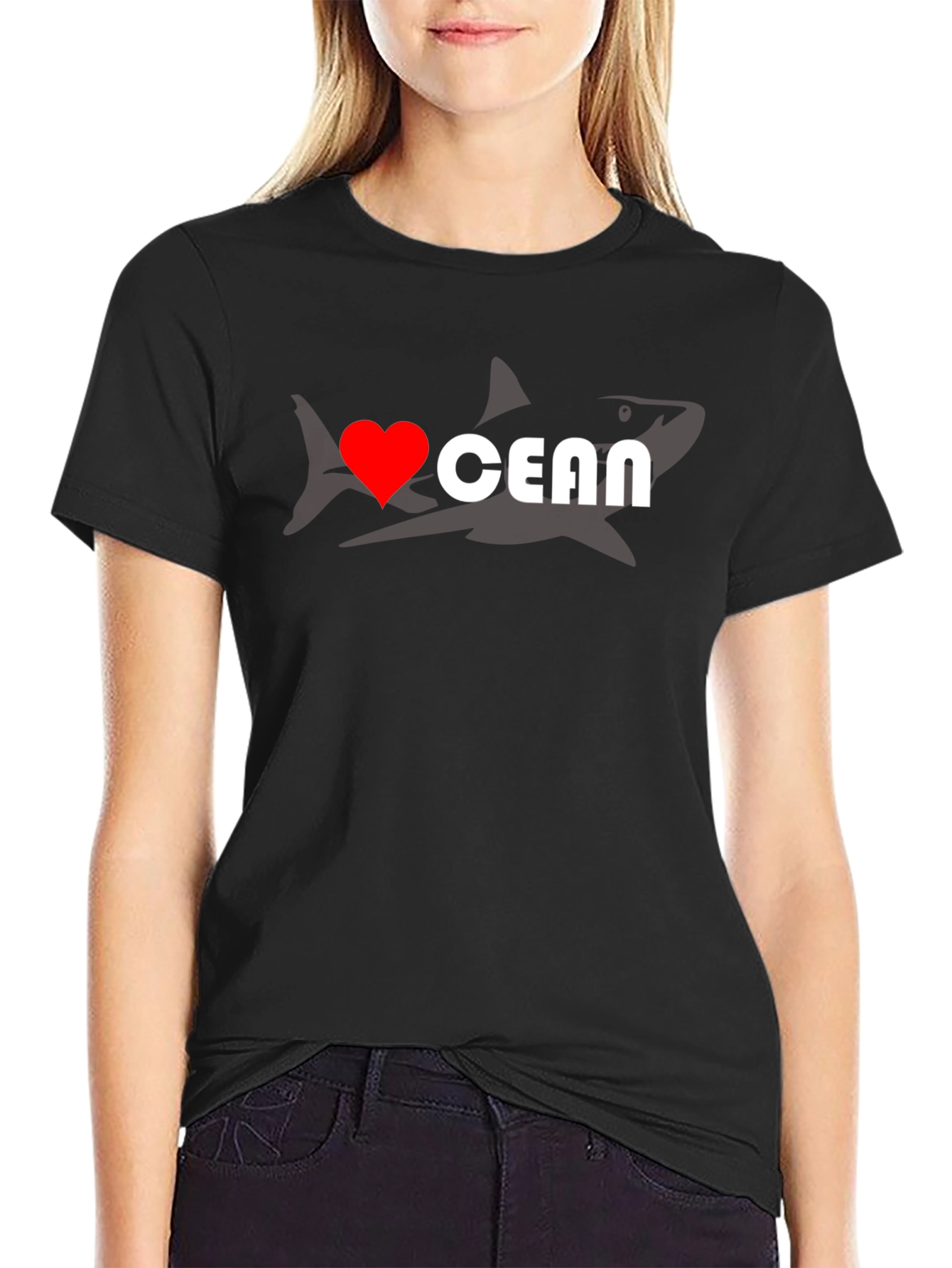 I Heart Ocean Shark Graphic T-Shirt