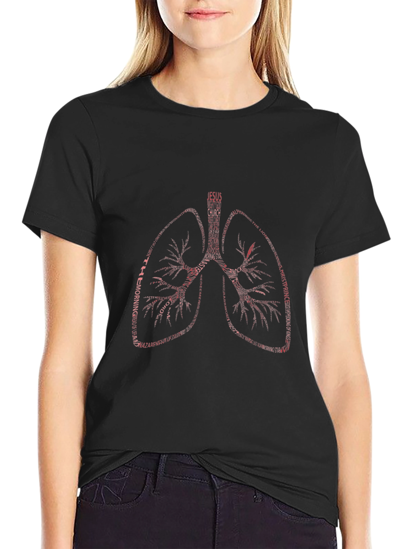 Lungs Word Art T-Shirt - Jesus Christian Theme