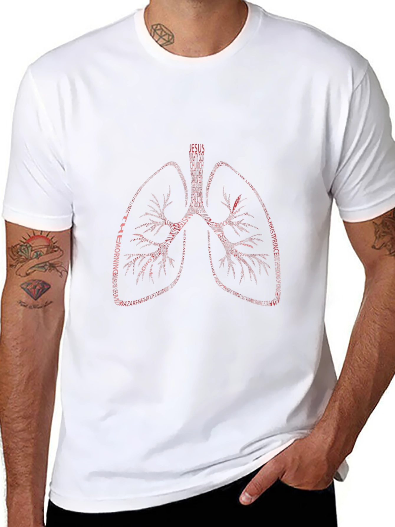 Lungs Word Art T-Shirt - Jesus Christian Theme