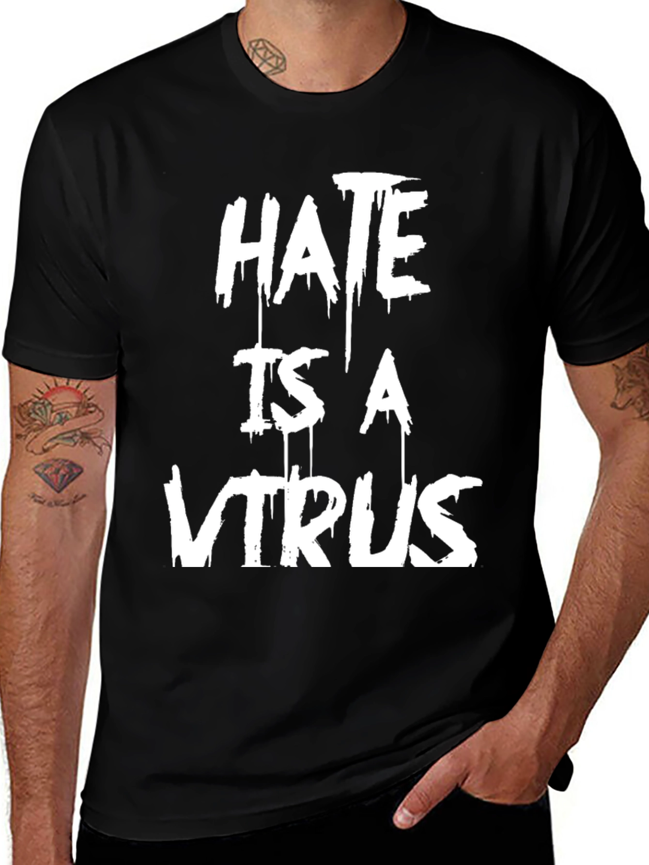 Hate is a Virus Graphic T-Shirt - Black