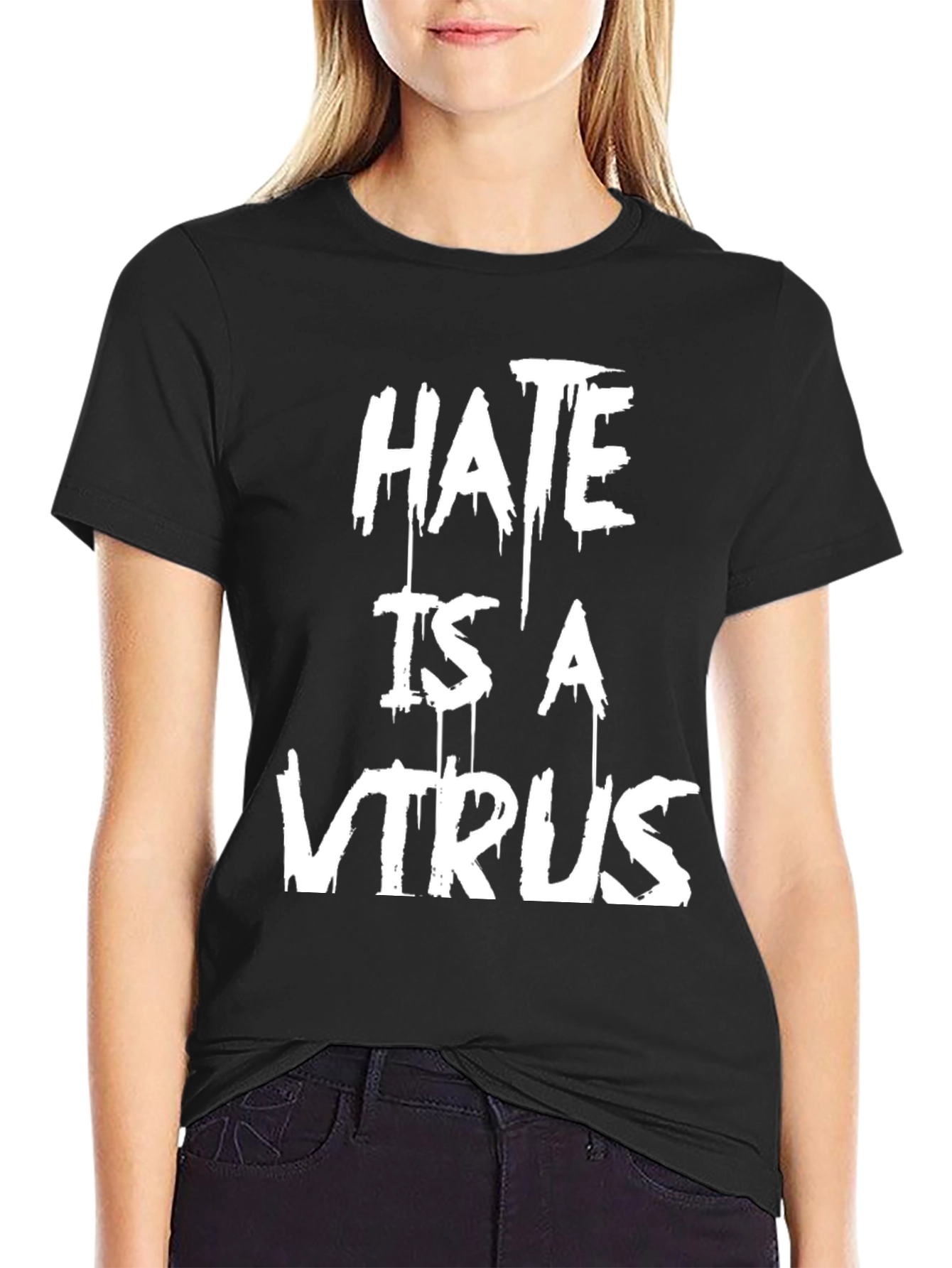 Hate is a Virus Graphic T-Shirt - Black