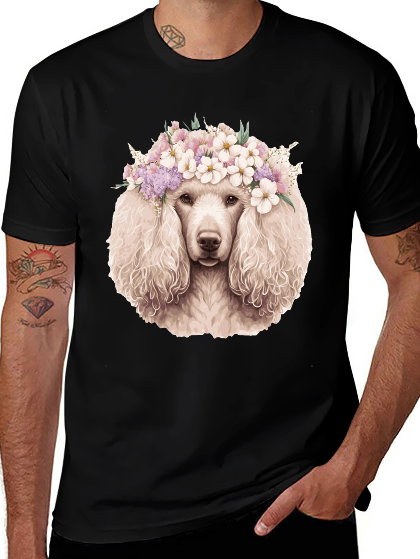 Poodle Flower Crown Graphic Tee