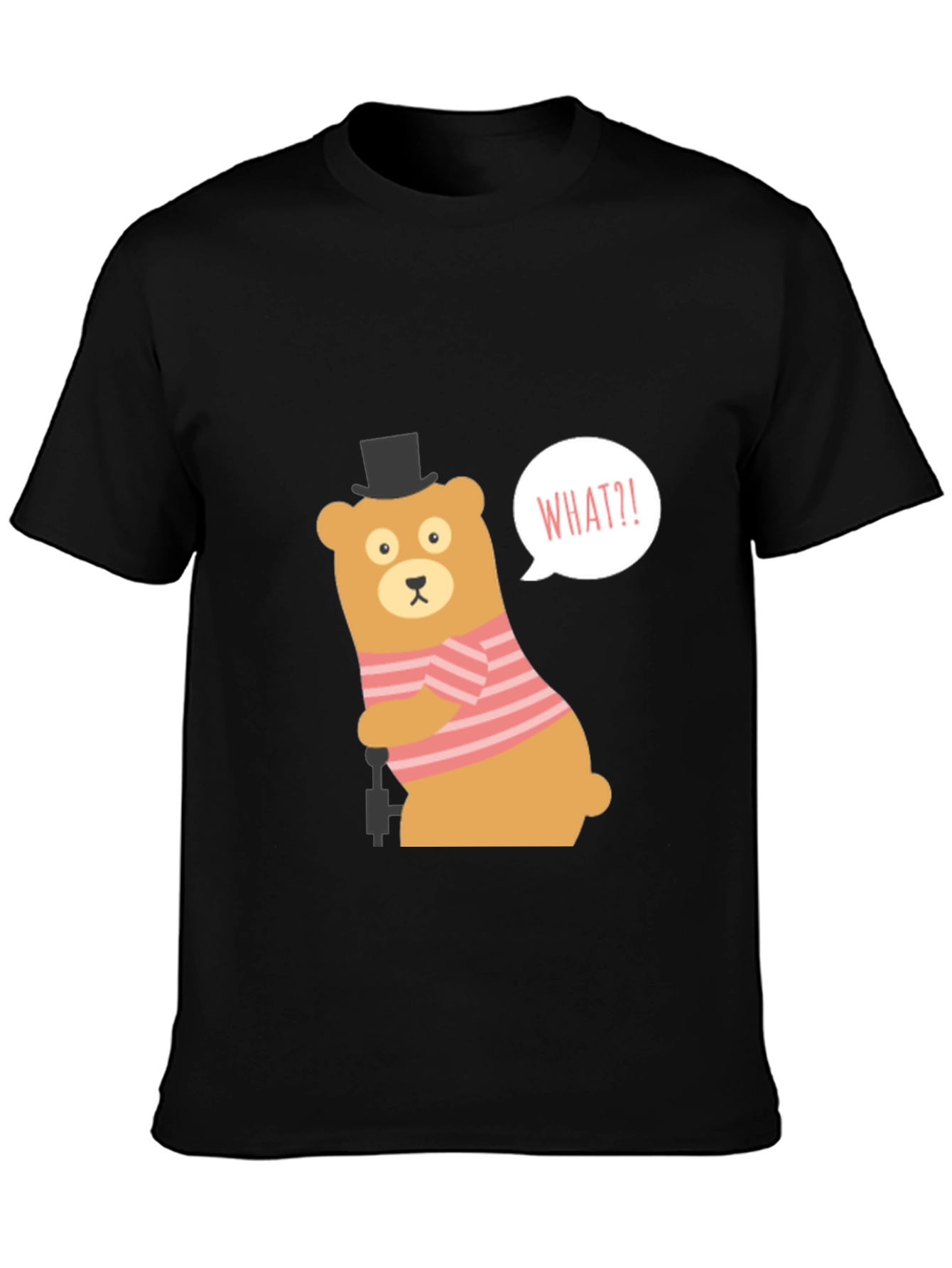 Funny Bear What?! Graphic Tee - Black