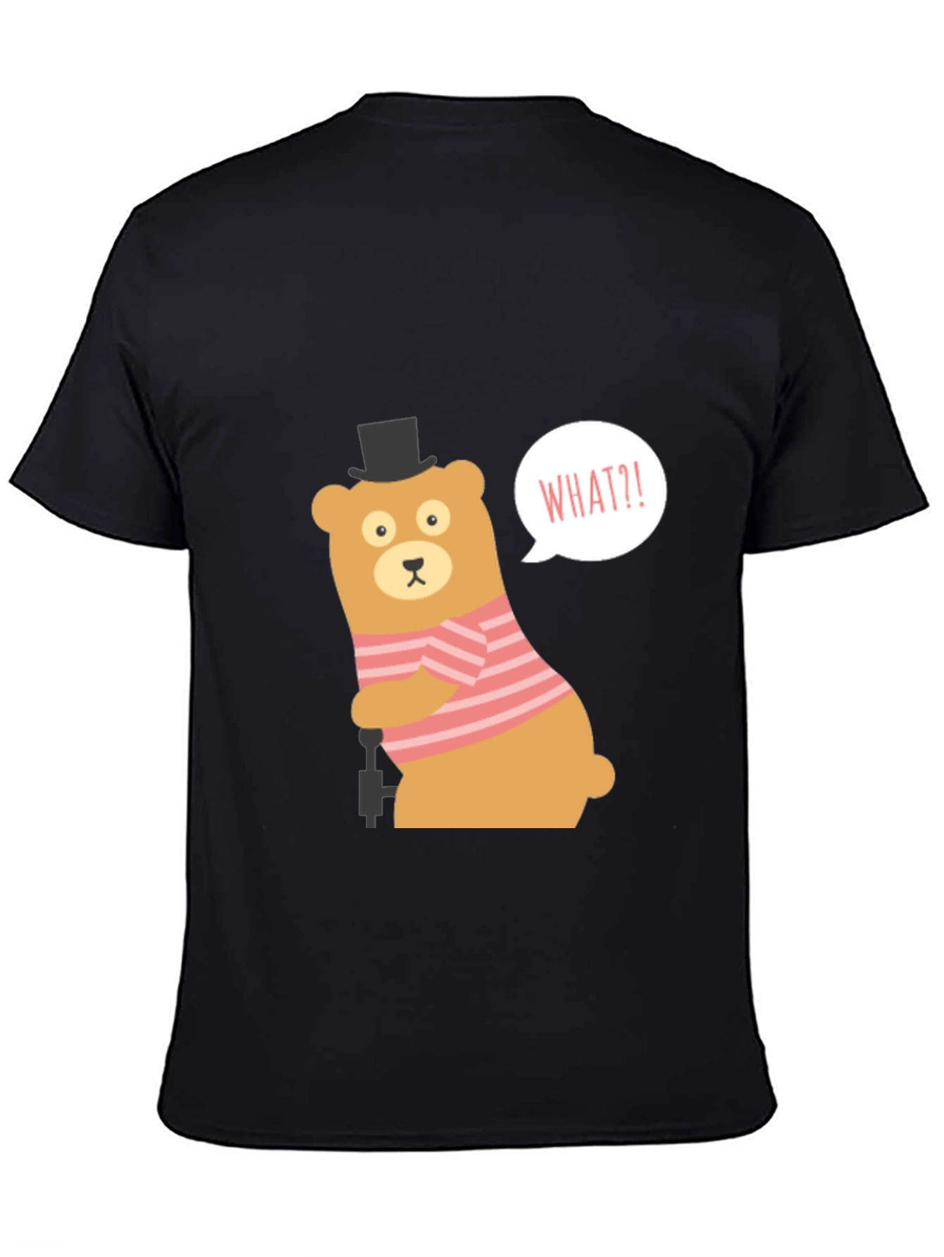 Funny Bear What?! Graphic Tee - Black