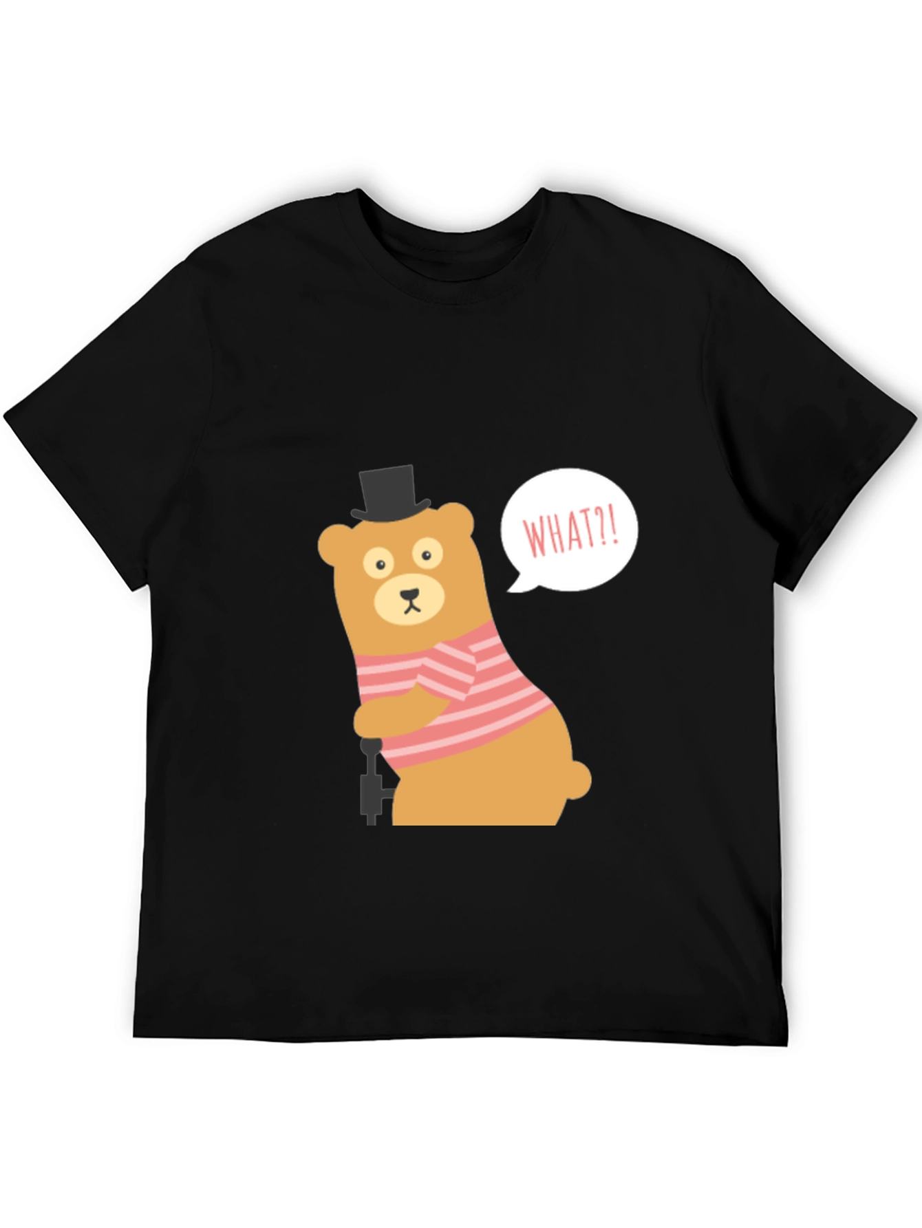 Funny Bear What?! Graphic Tee - Black