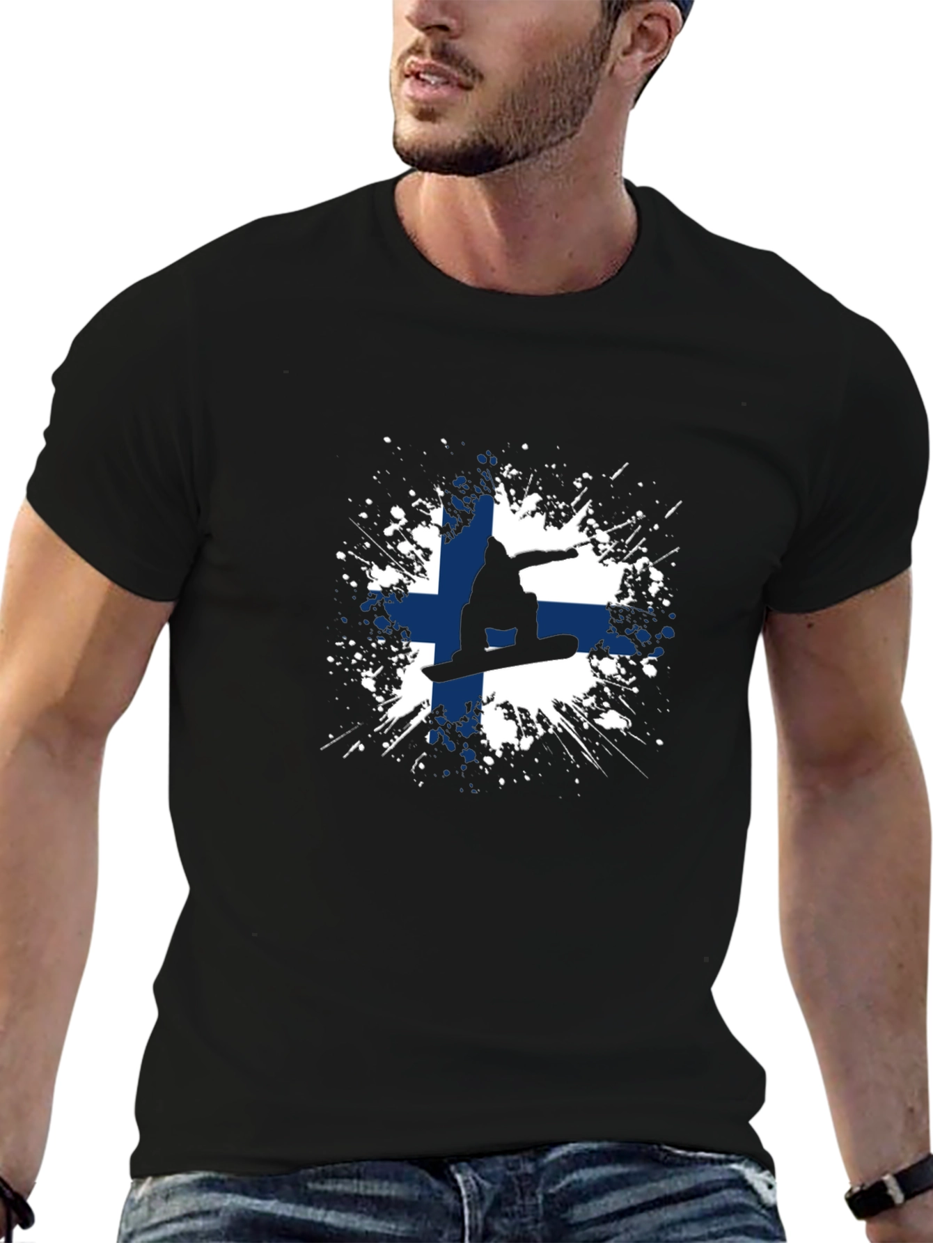 Finland Snowboarder Tee - Cool Finnish Flag T-Shirt