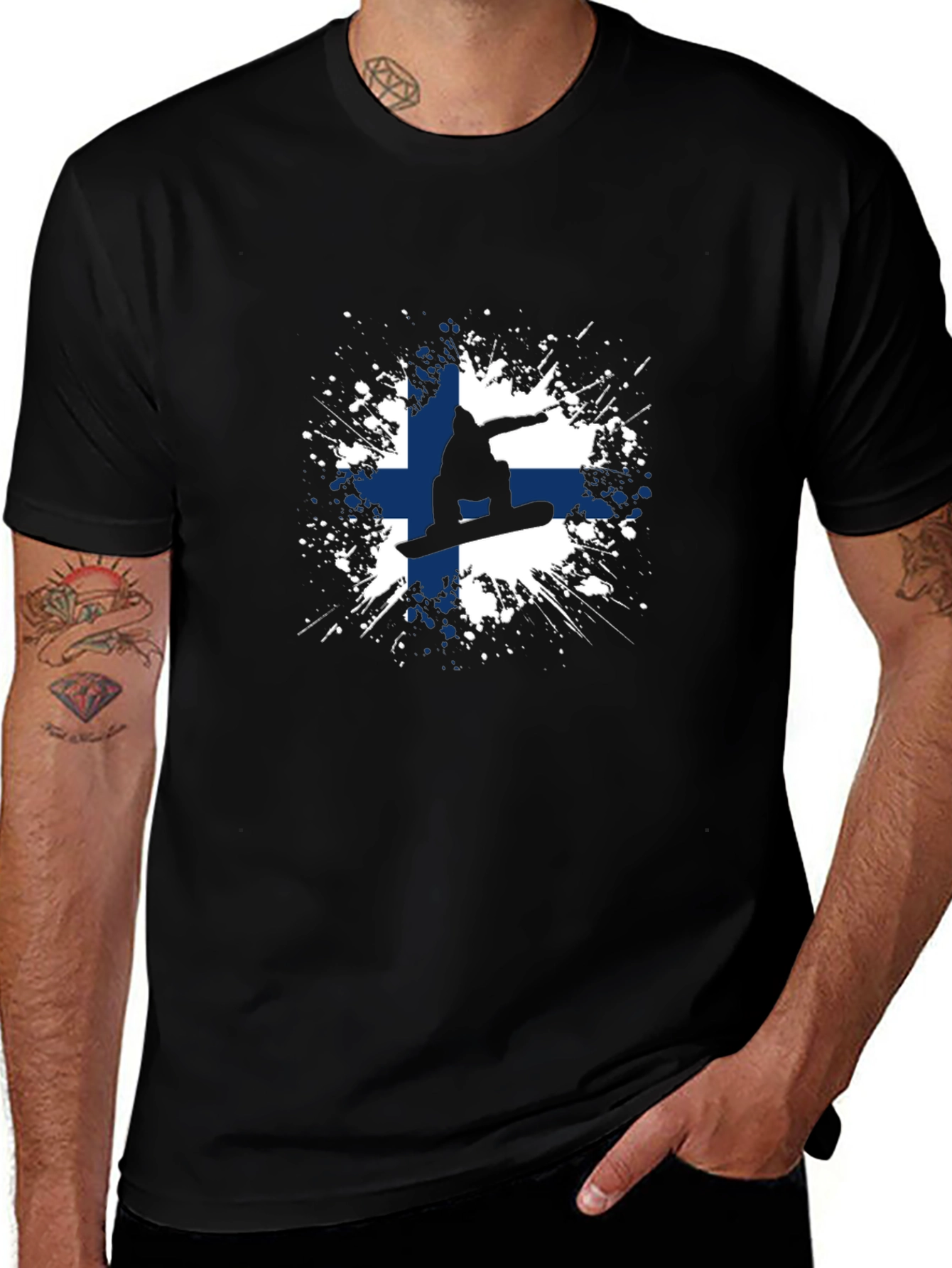 Finland Snowboarder Tee - Cool Finnish Flag T-Shirt