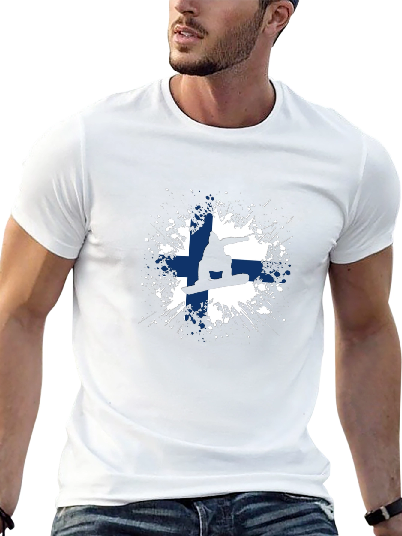 Finland Snowboarder Tee - Cool Finnish Flag T-Shirt