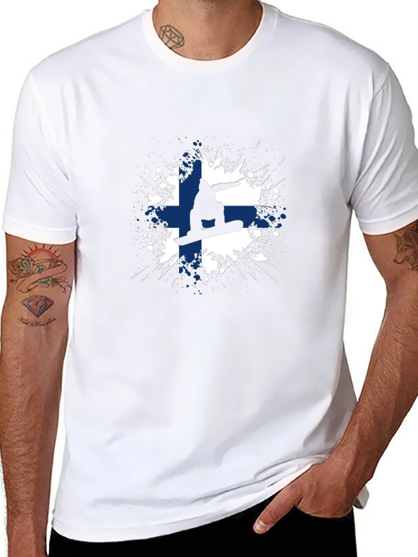 Finland Snowboarder Tee - Cool Finnish Flag T-Shirt