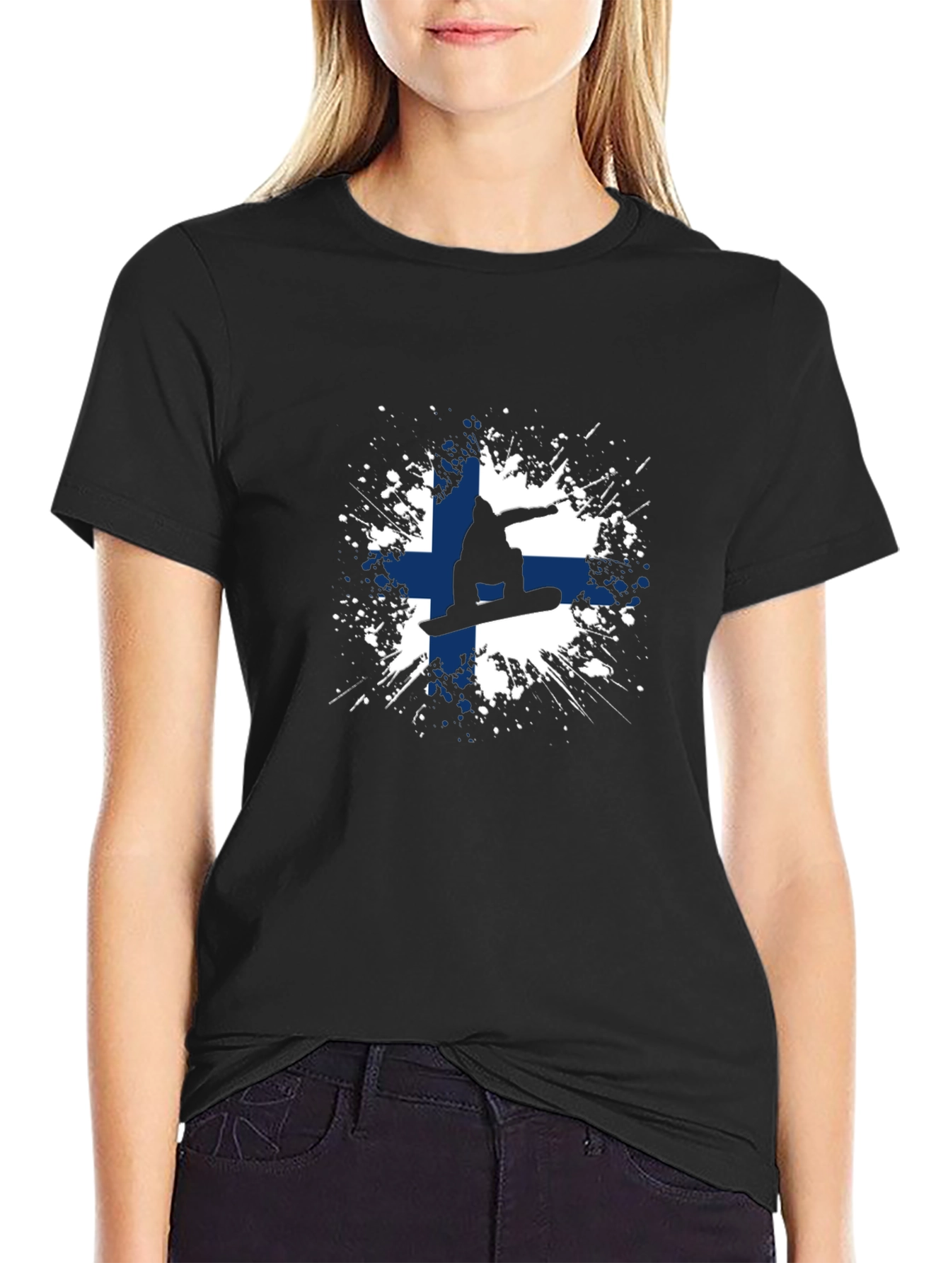Finland Snowboarder Tee - Cool Finnish Flag T-Shirt