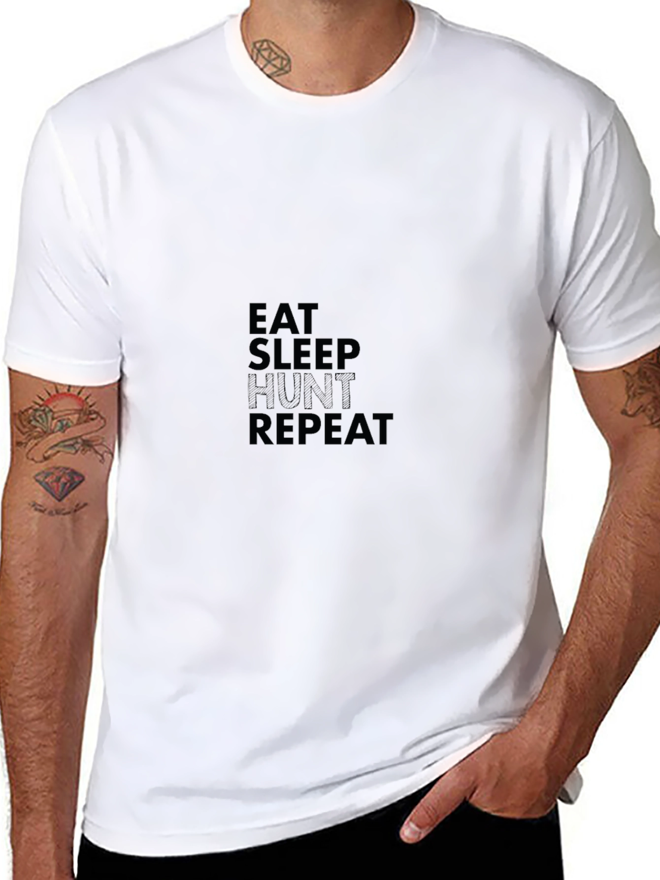 Eat Sleep Hunt Repeat Black Graphic Tee