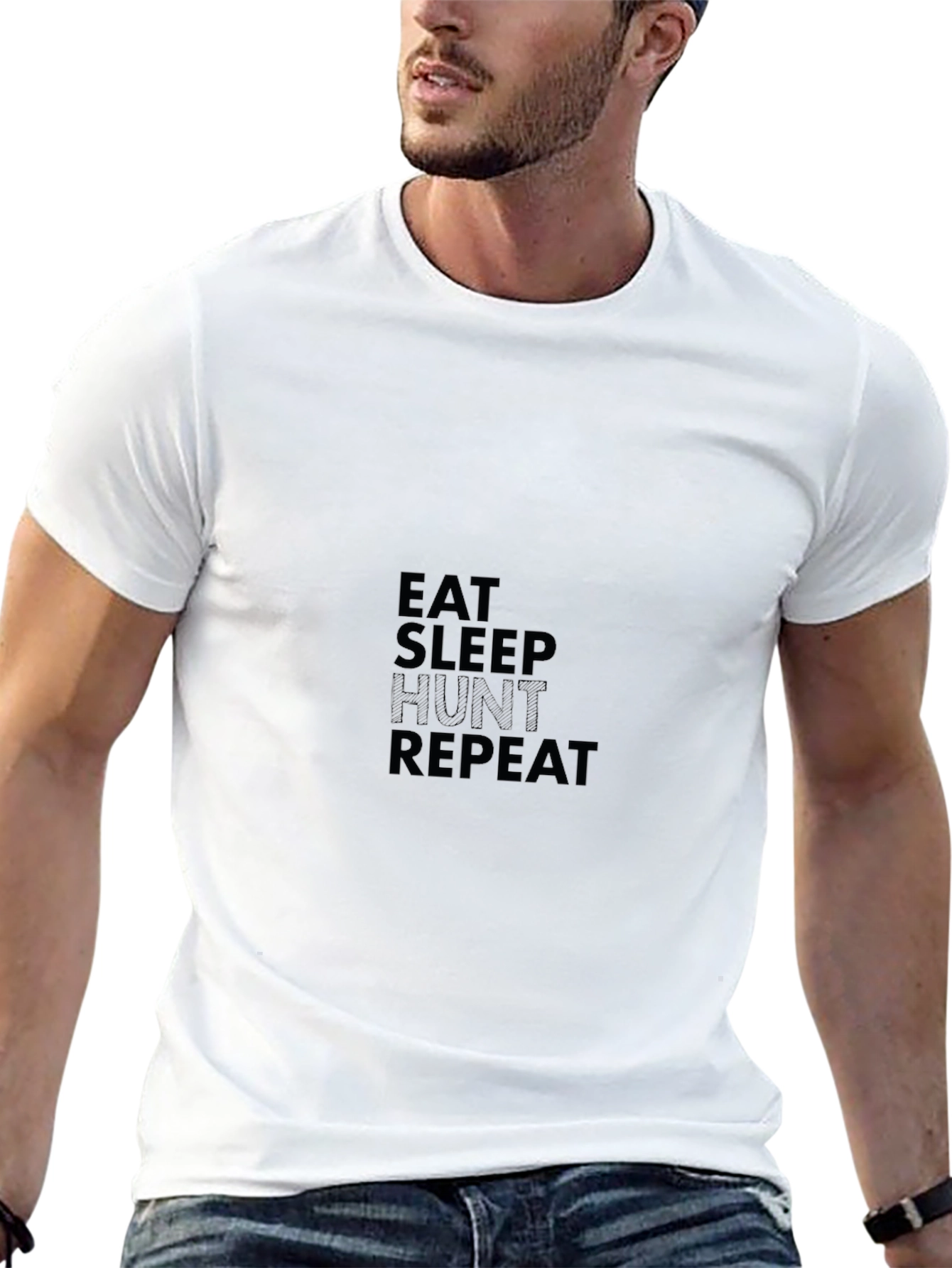 Eat Sleep Hunt Repeat Black Graphic Tee