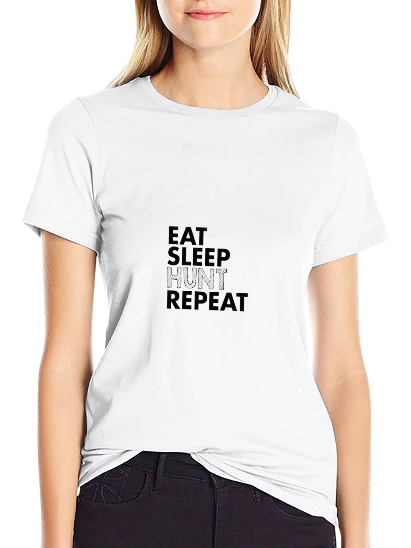 Eat Sleep Hunt Repeat Black Graphic Tee