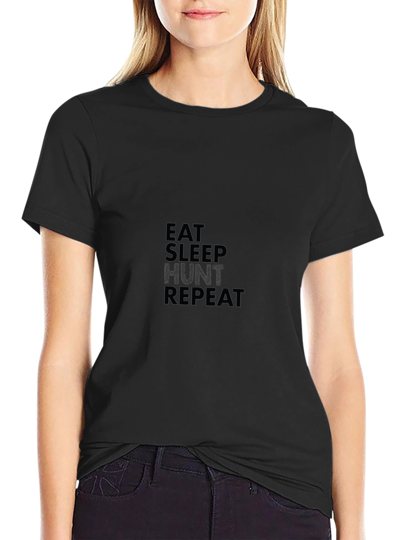 Eat Sleep Hunt Repeat Black Graphic Tee