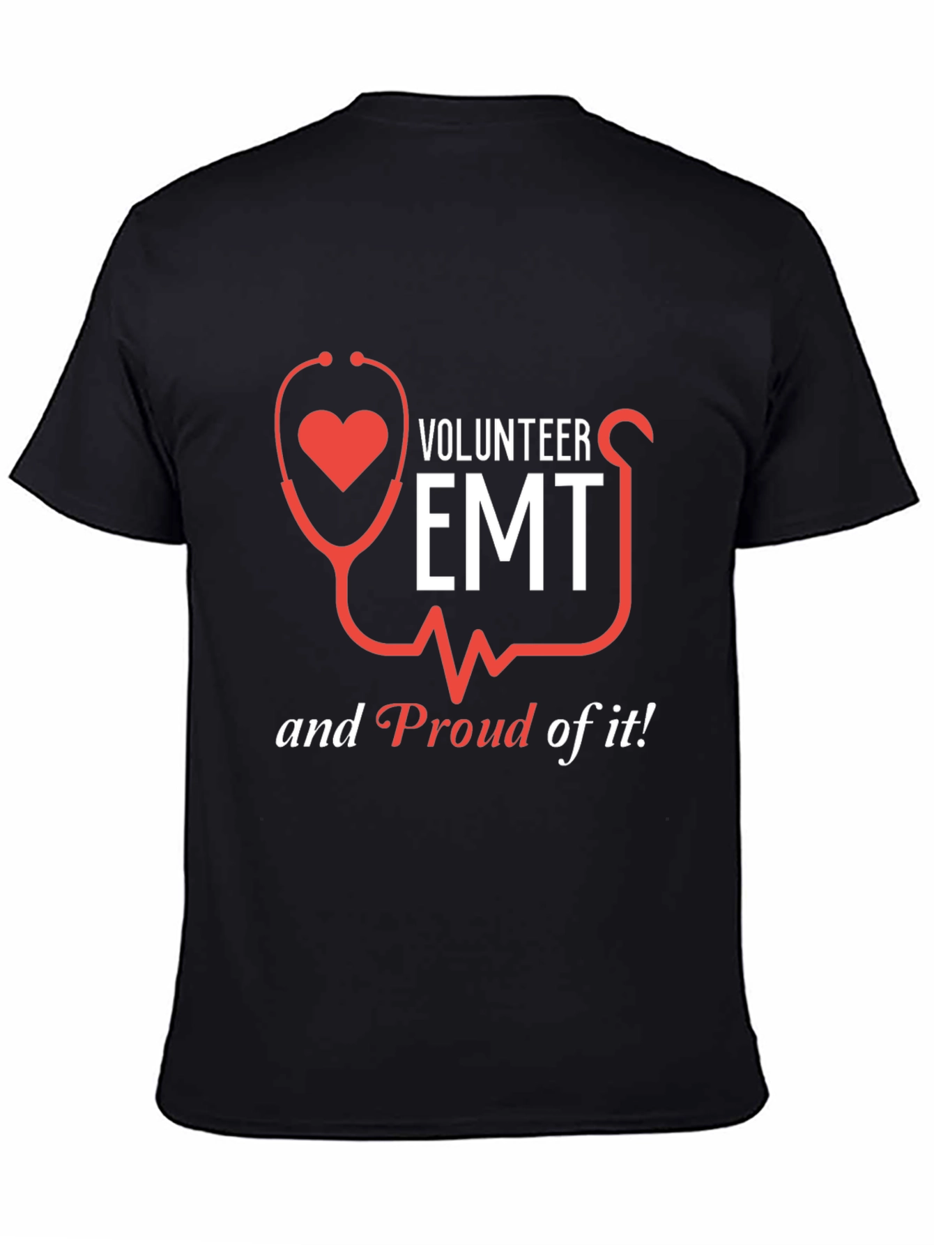 Volunteer EMT T-Shirt - Heart Stethoscope Design