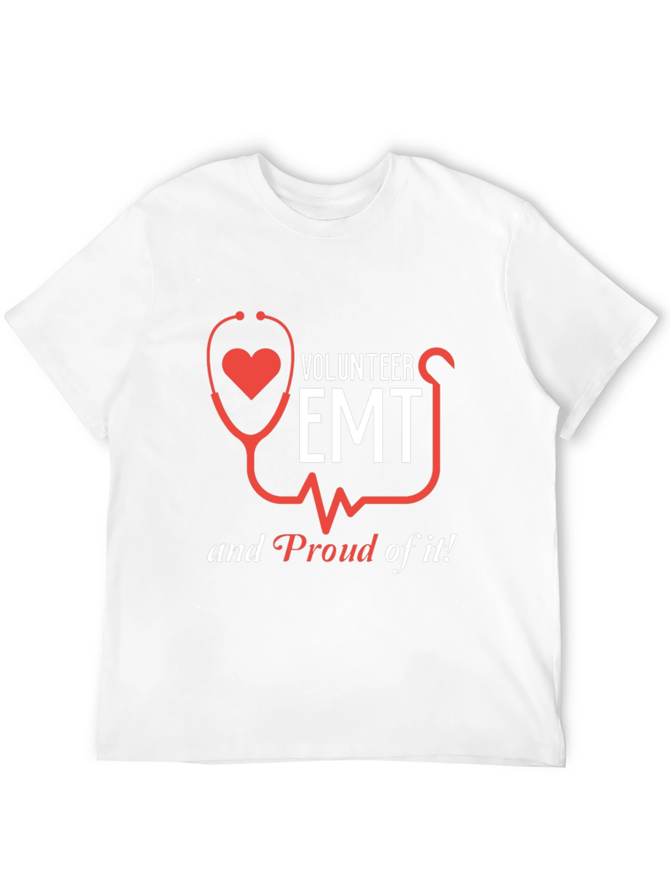 Volunteer EMT T-Shirt - Heart Stethoscope Design