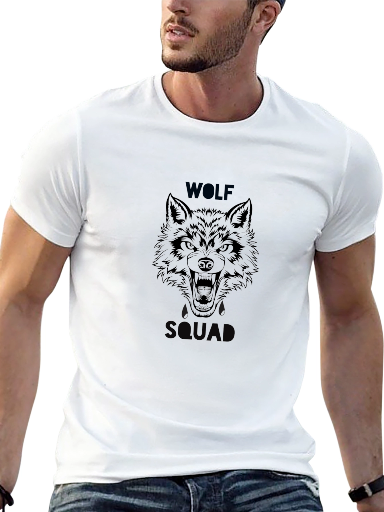 Wolf Squad Graphic Print Black T-Shirt