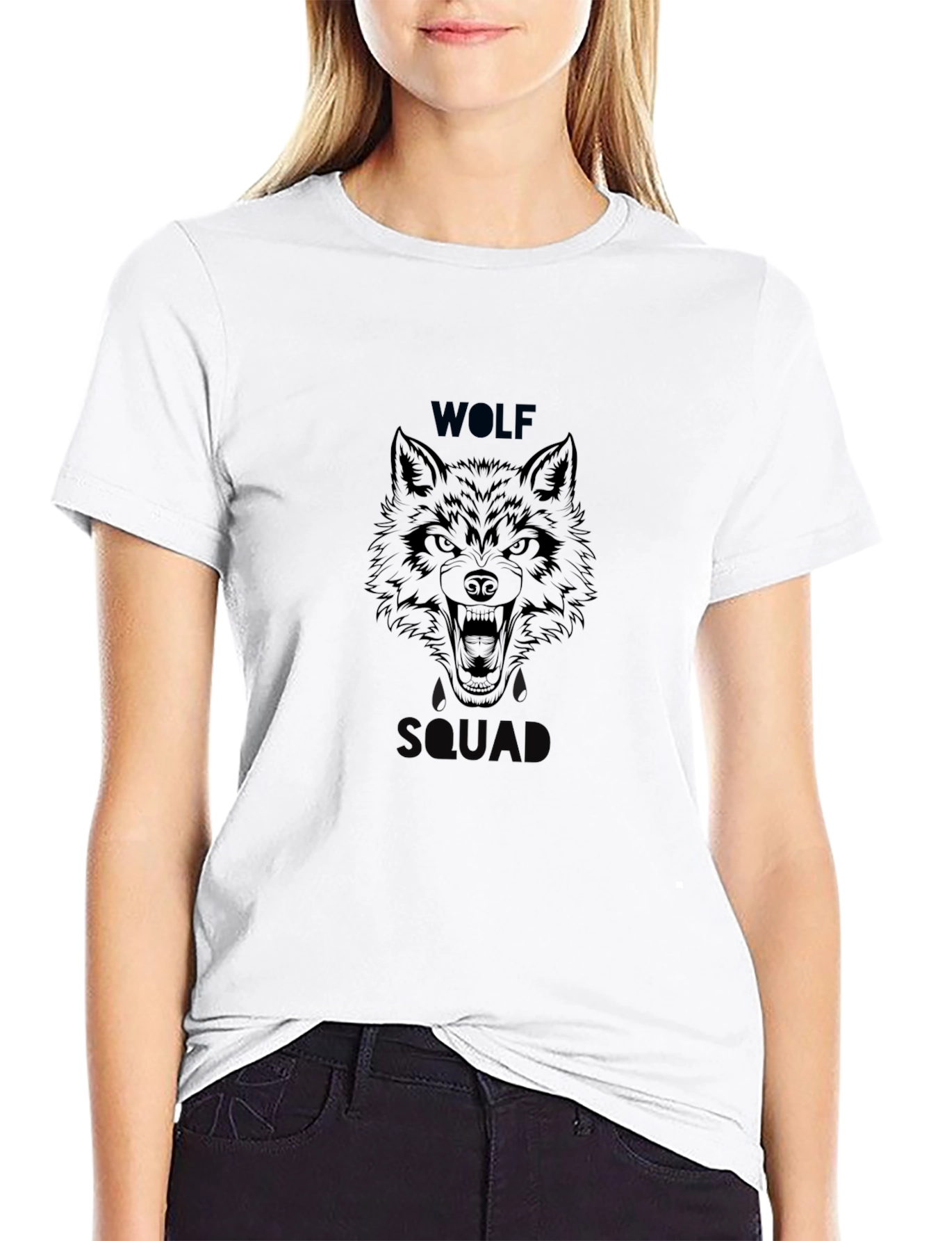 Wolf Squad Graphic Print Black T-Shirt
