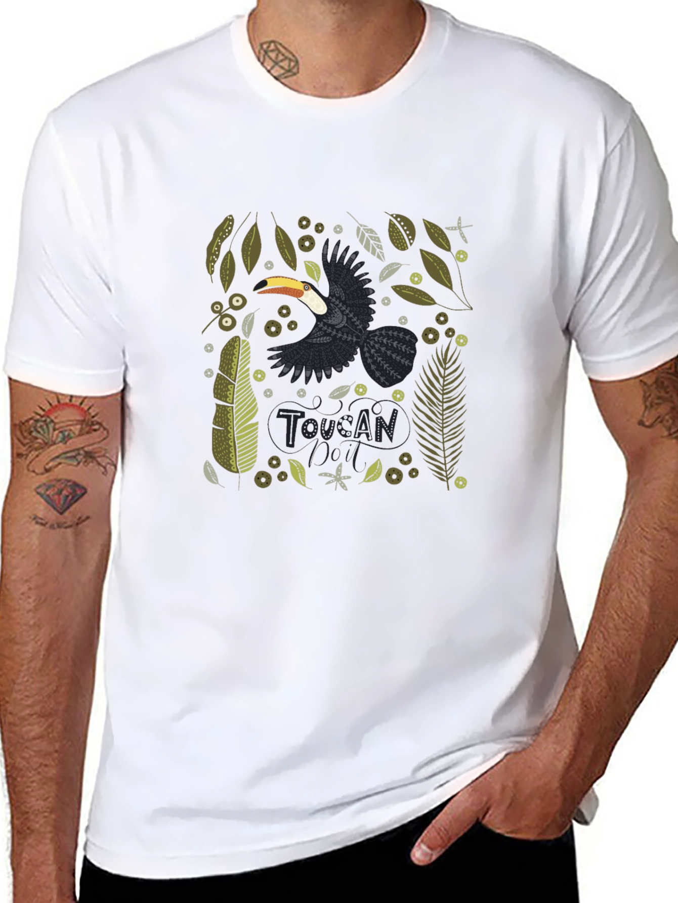 Toucan Graphic Print T-Shirt - Stylish Bird Tee