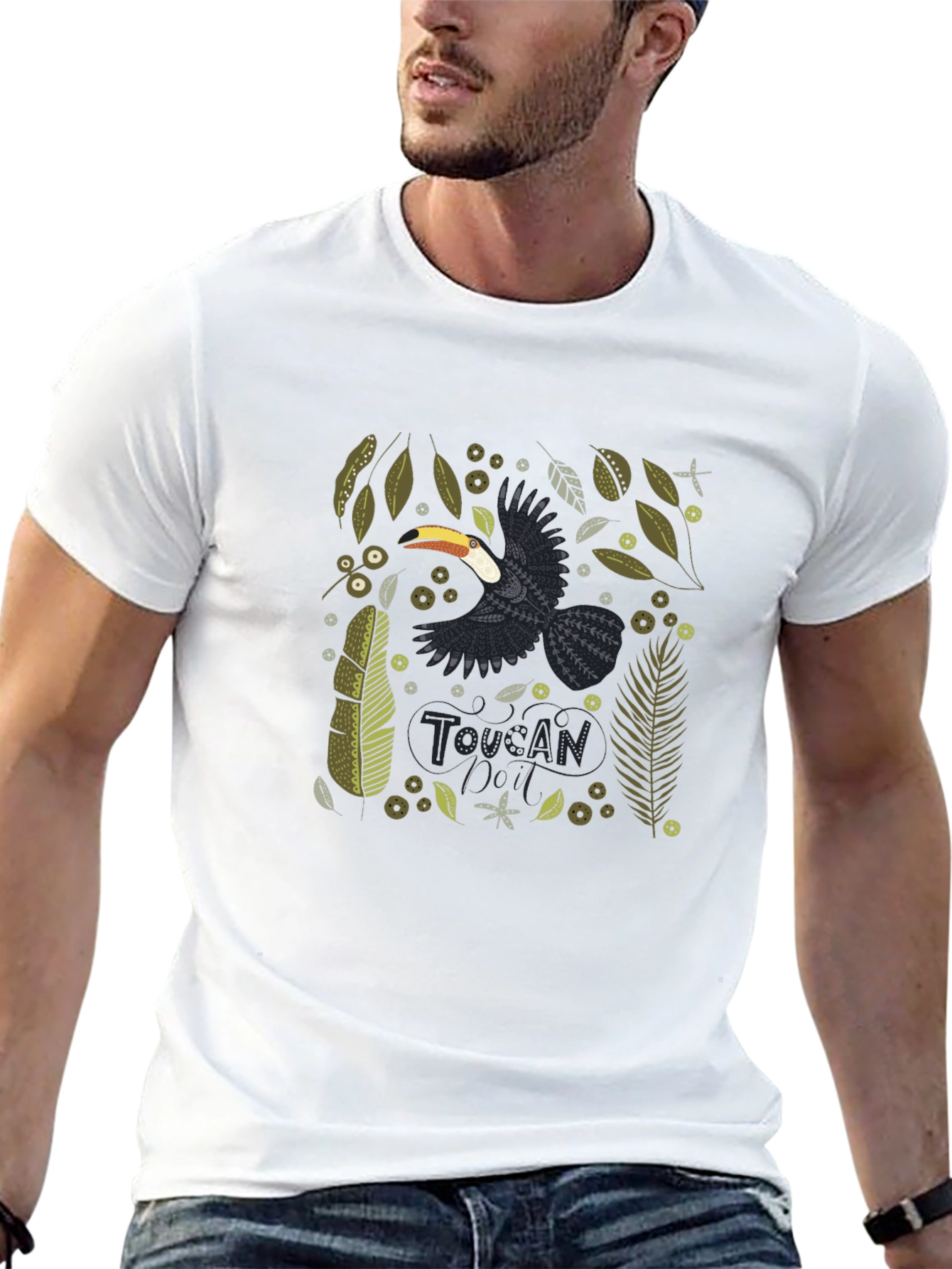 Toucan Graphic Print T-Shirt - Stylish Bird Tee