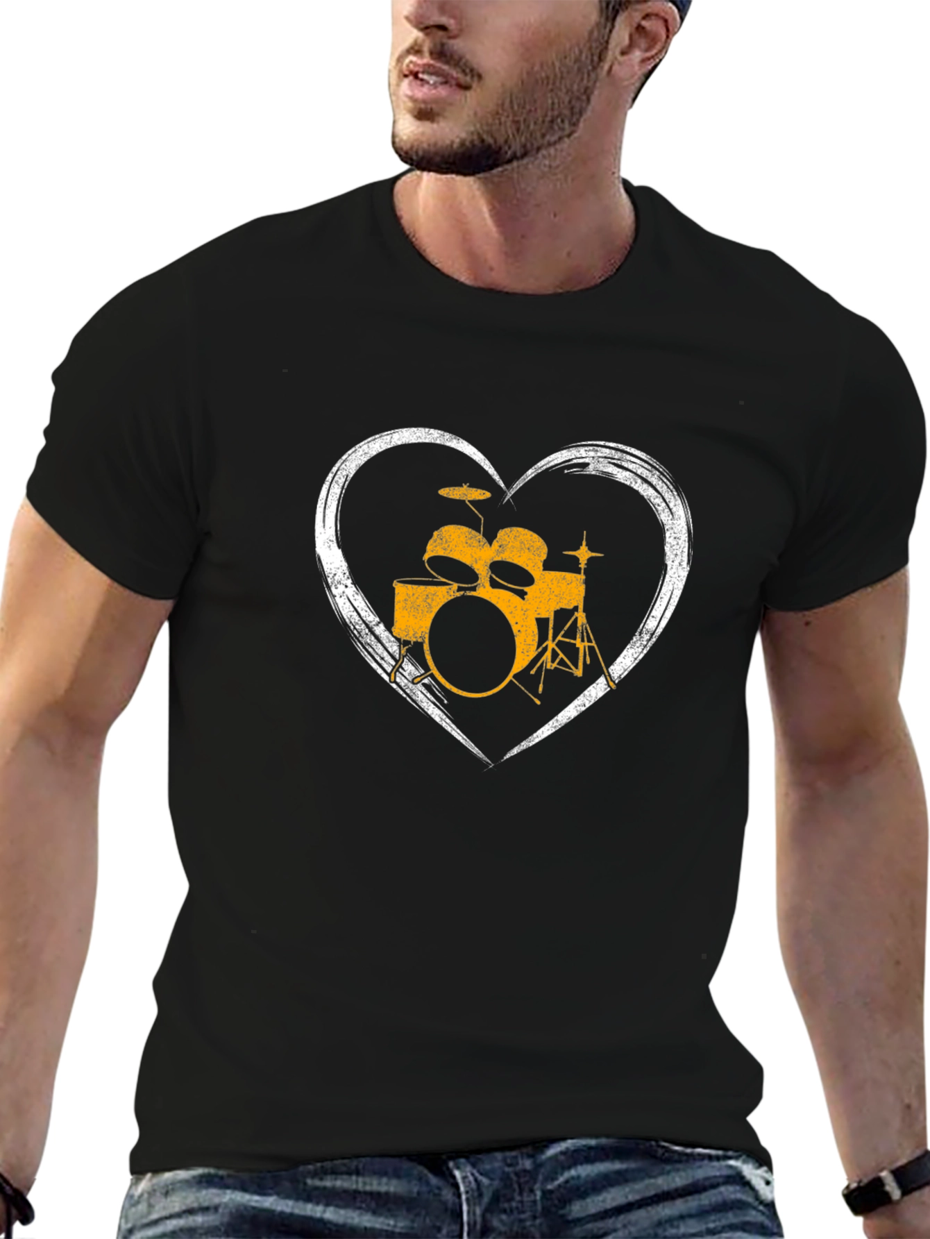 Drum Kit Heart Graphic Tee - Music Lover T-Shirt