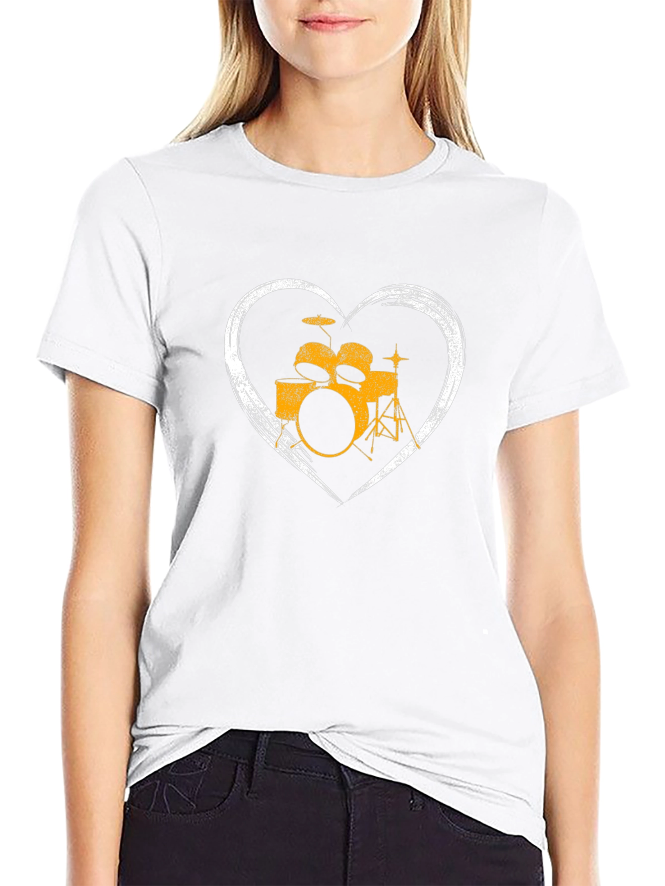 Drum Kit Heart Graphic Tee - Music Lover T-Shirt