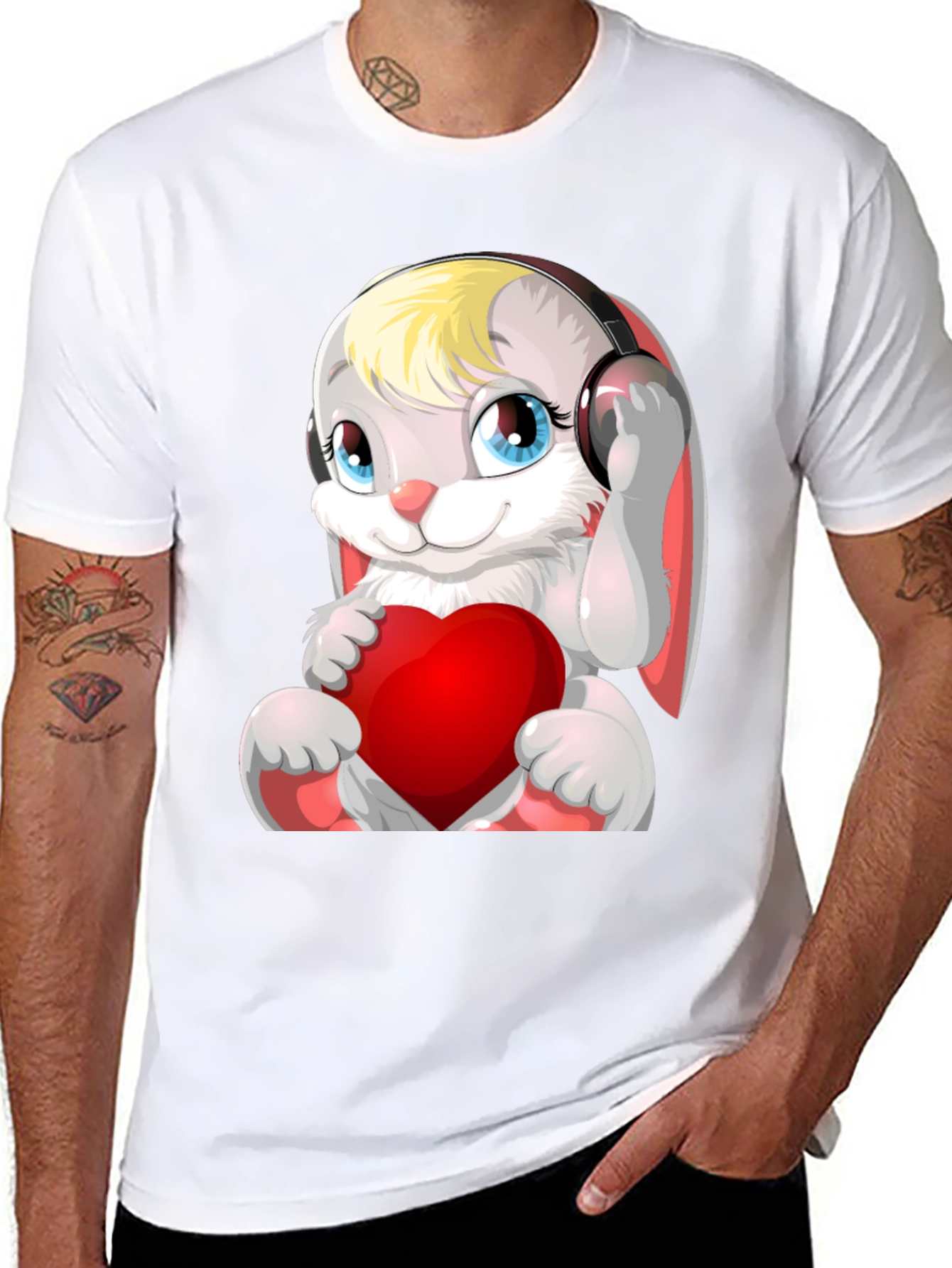 Cute Bunny with Headphones T-Shirt