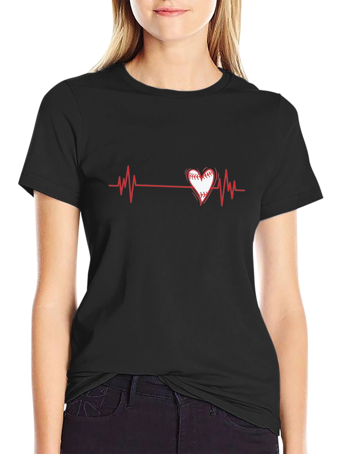 Baseball Heartbeat Graphic T-Shirt