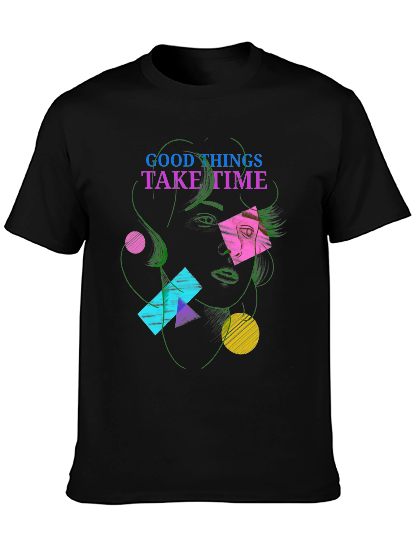 Abstract Face Graphic Tee - Good Things Take Time