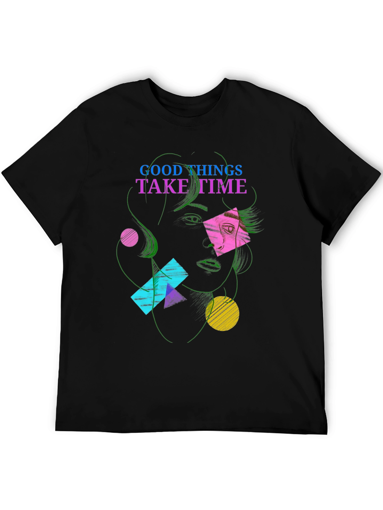 Abstract Face Graphic Tee - Good Things Take Time