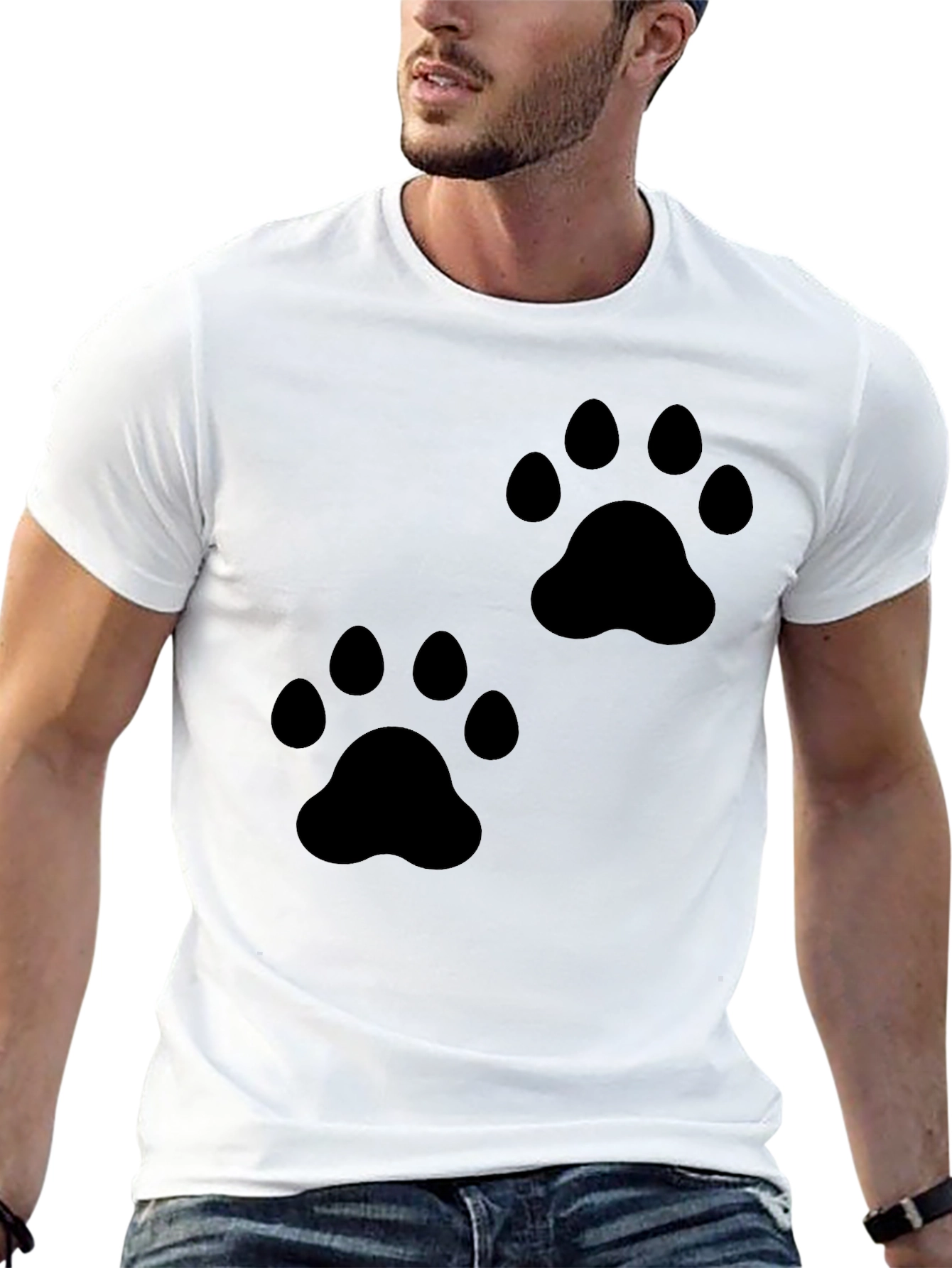 Paw Print Black T-Shirt Animal Lover Tee