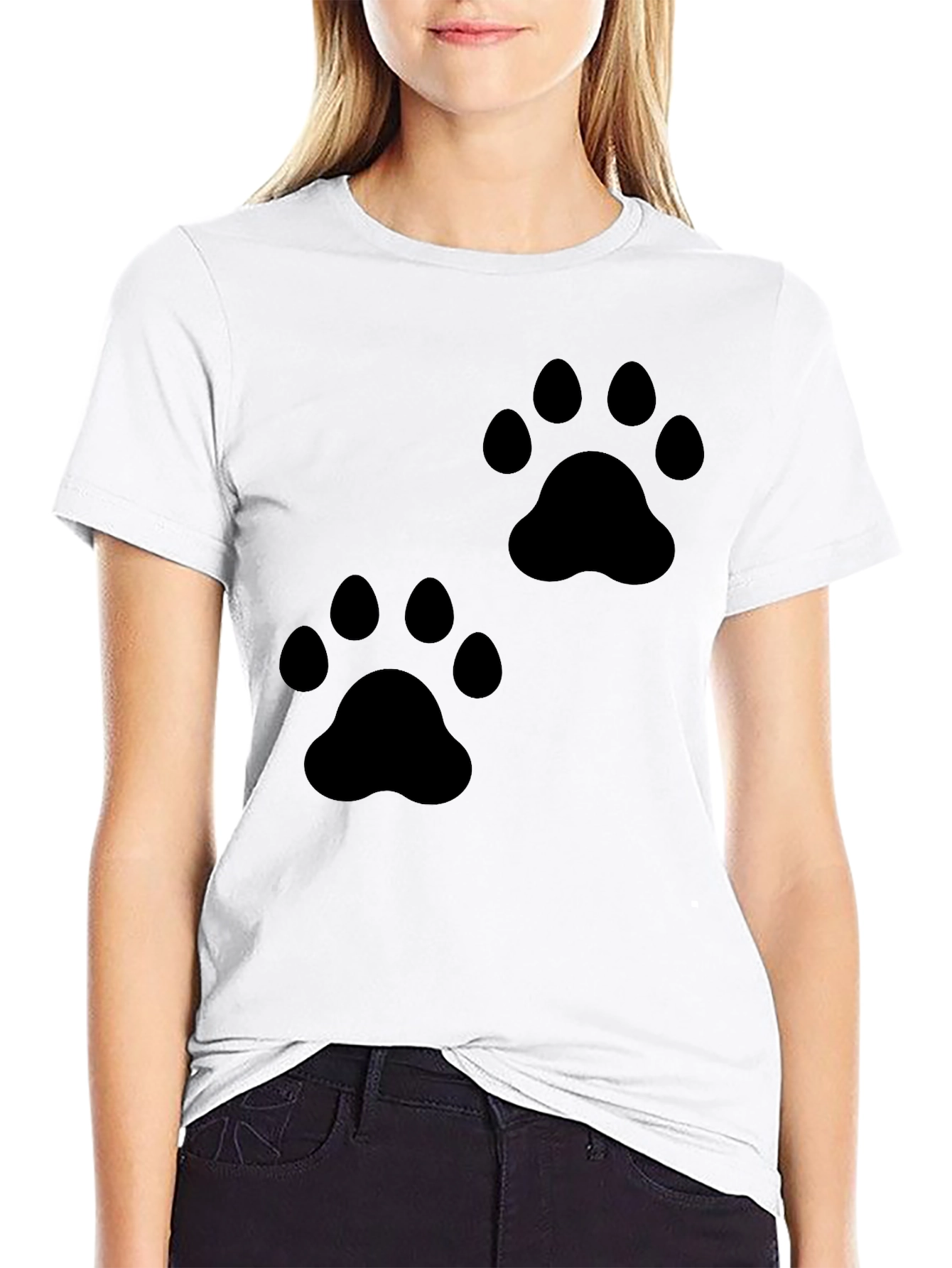 Paw Print Black T-Shirt Animal Lover Tee