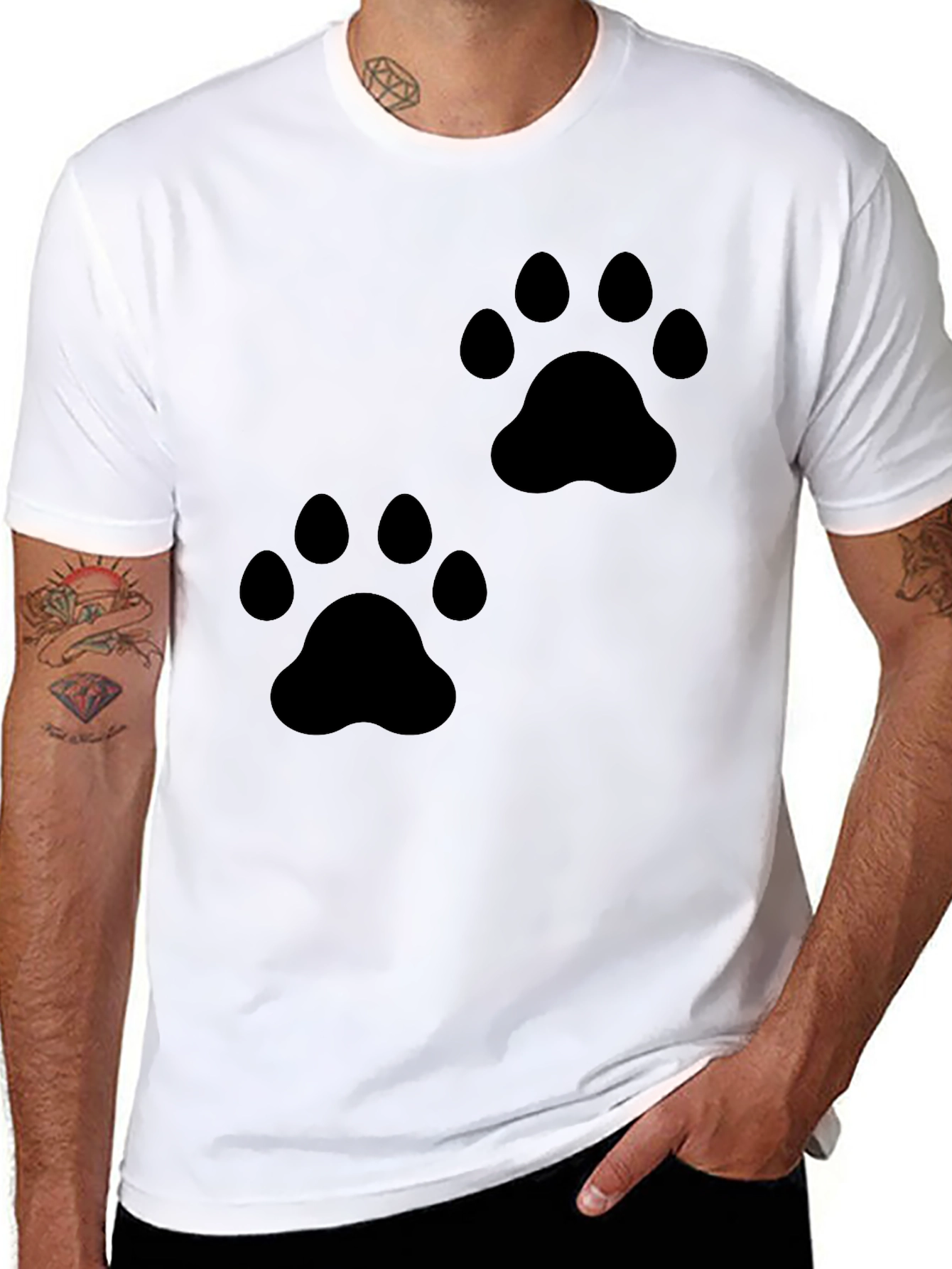 Paw Print Black T-Shirt Animal Lover Tee