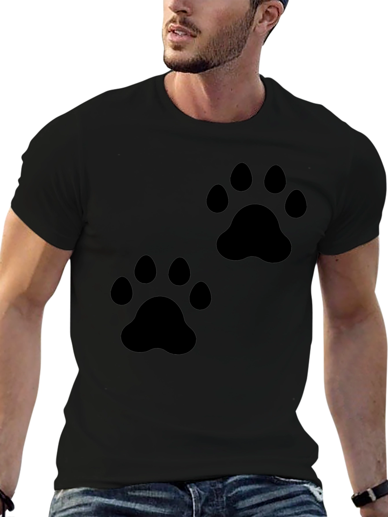 Paw Print Black T-Shirt Animal Lover Tee