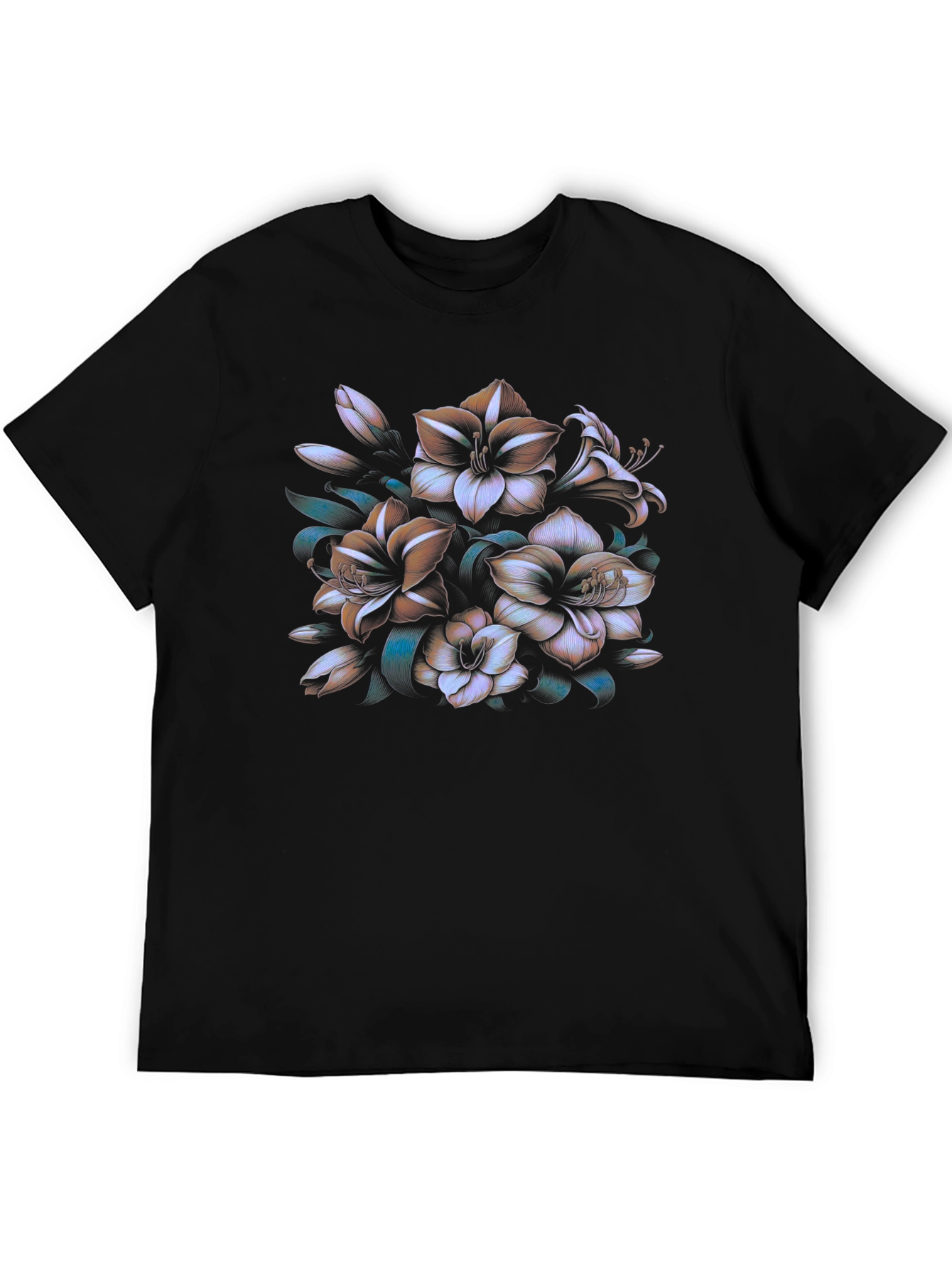 Floral Print Black T-Shirt - Stylish Casual Wear