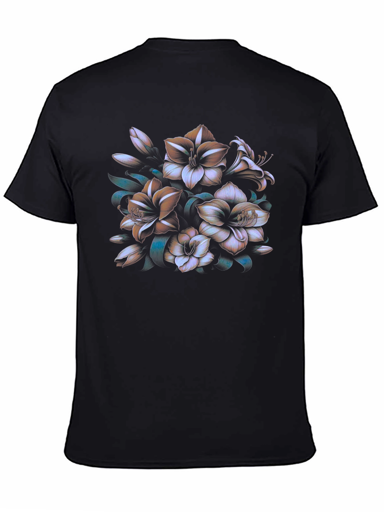 Floral Print Black T-Shirt - Stylish Casual Wear