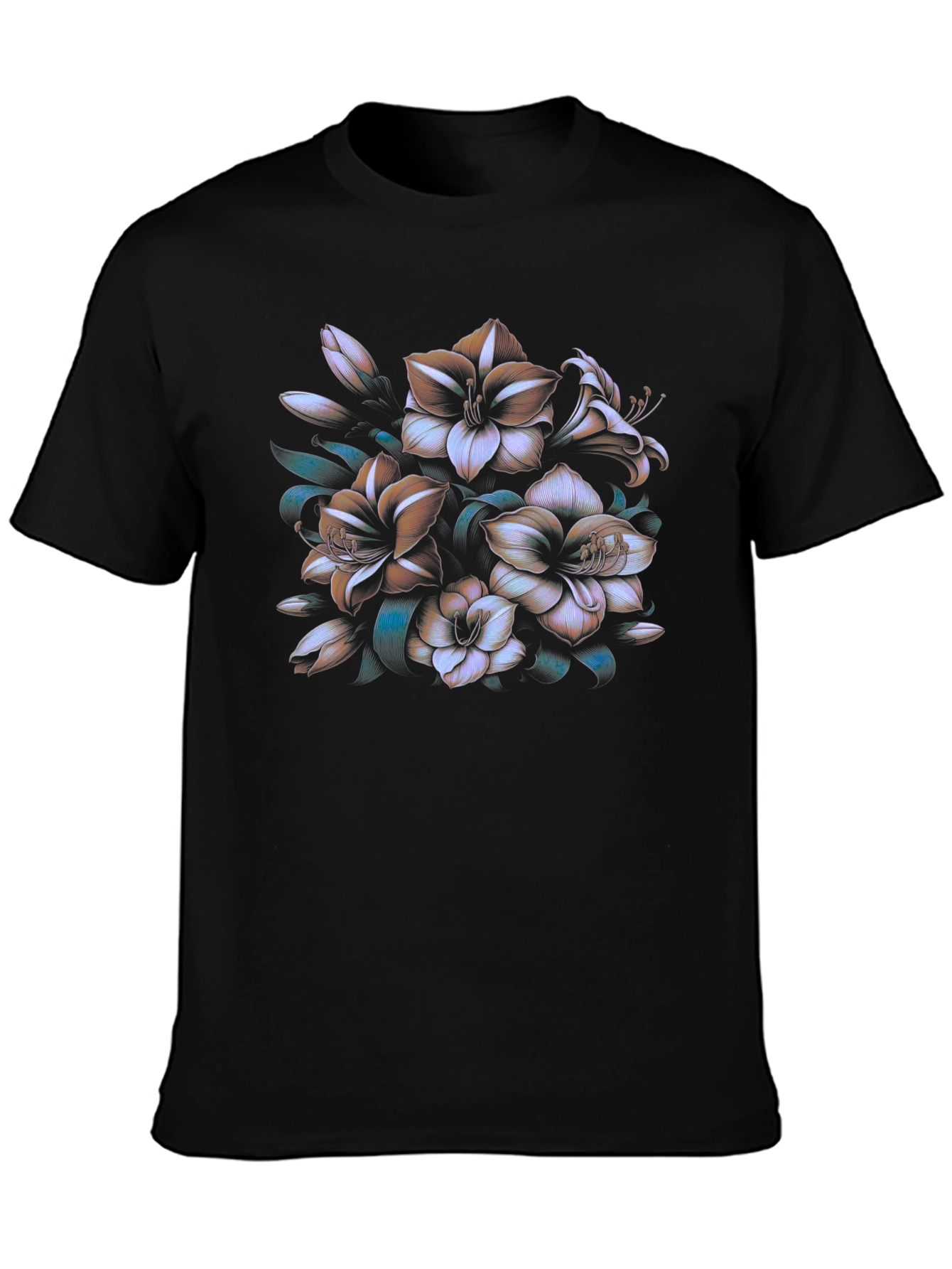 Floral Print Black T-Shirt - Stylish Casual Wear