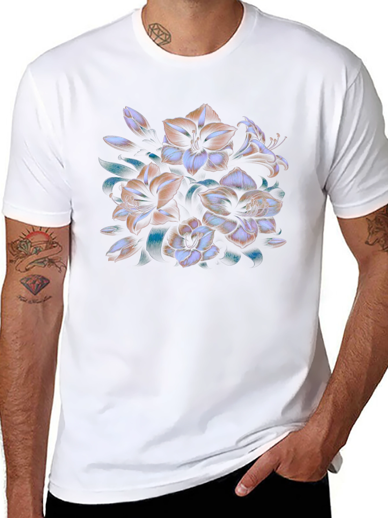 Floral Print Black T-Shirt - Stylish Casual Wear