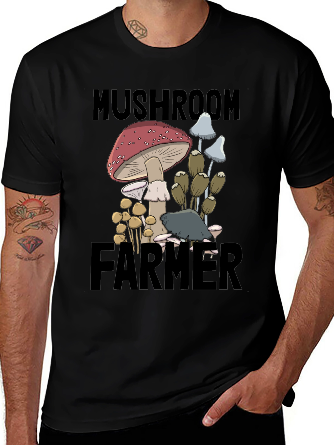 Mushroom Farmer Graphic Tee - Novelty T-Shirt