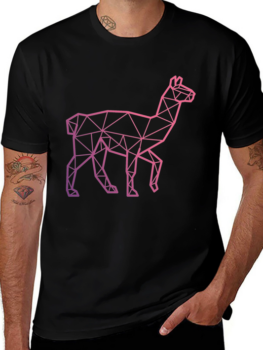 Geometric Llama Graphic Tee - Modern Style