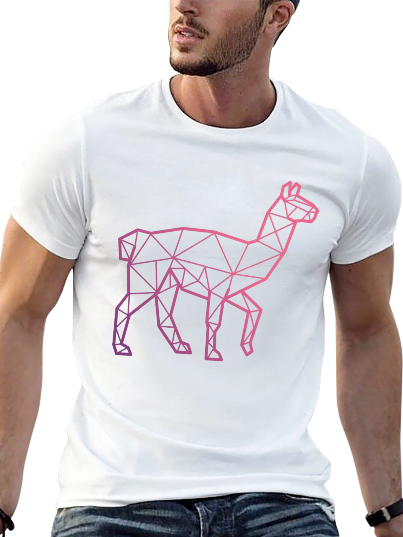 Geometric Llama Graphic Tee - Modern Style
