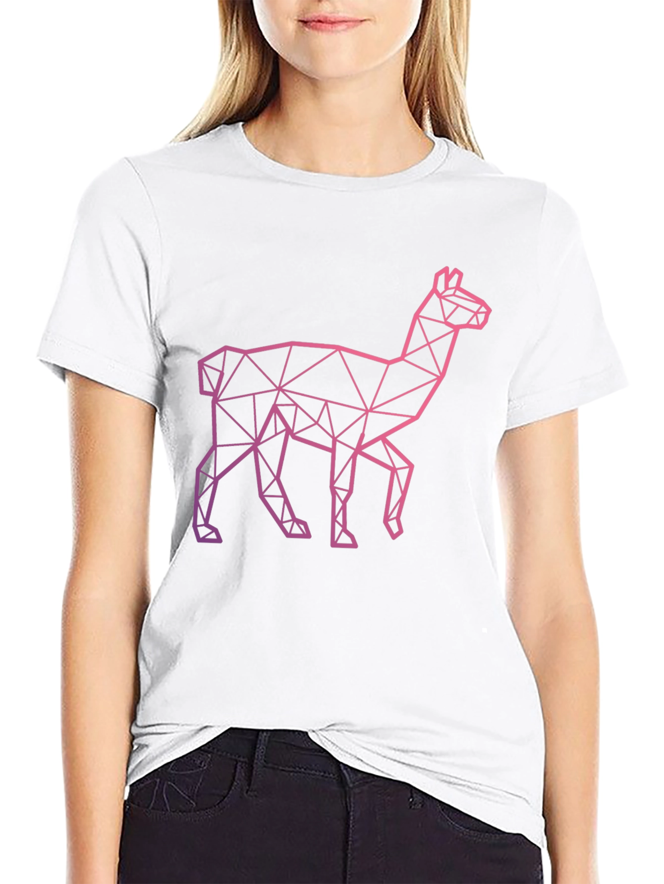 Geometric Llama Graphic Tee - Modern Style